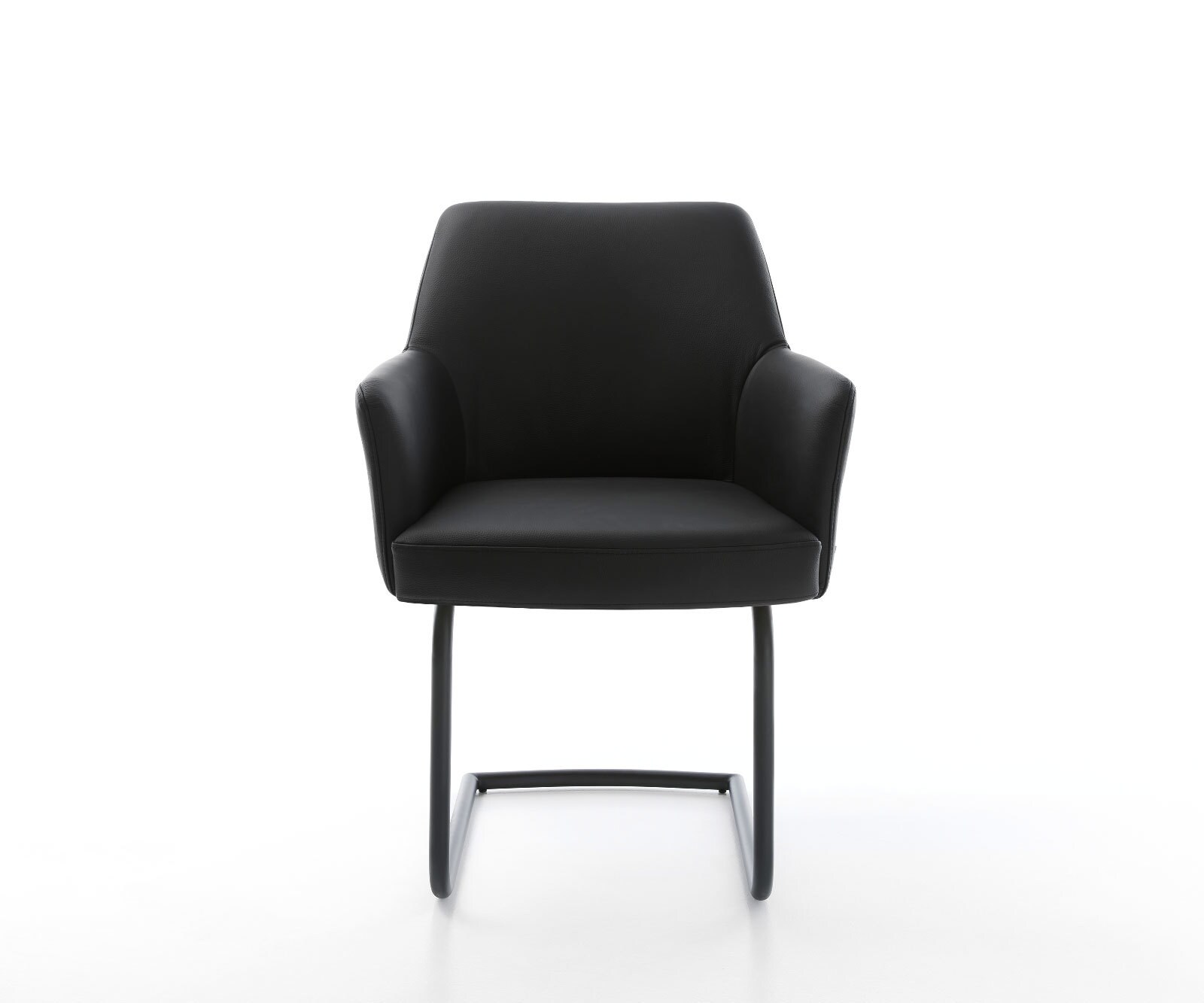 Люлеещ стол с подлакътници Естествена кожа Черен Конзолен крак кръгъл Черен Покет пружина Xana-Flex 2