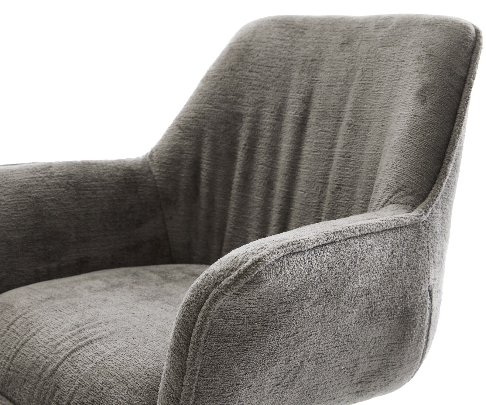 Въртящ се стол Keila-Flex с подлакътници Bouclé Soft mud Кръстосана рамка широка Ефектно покритие Titanium 360° въртене Люлееща се функция 4