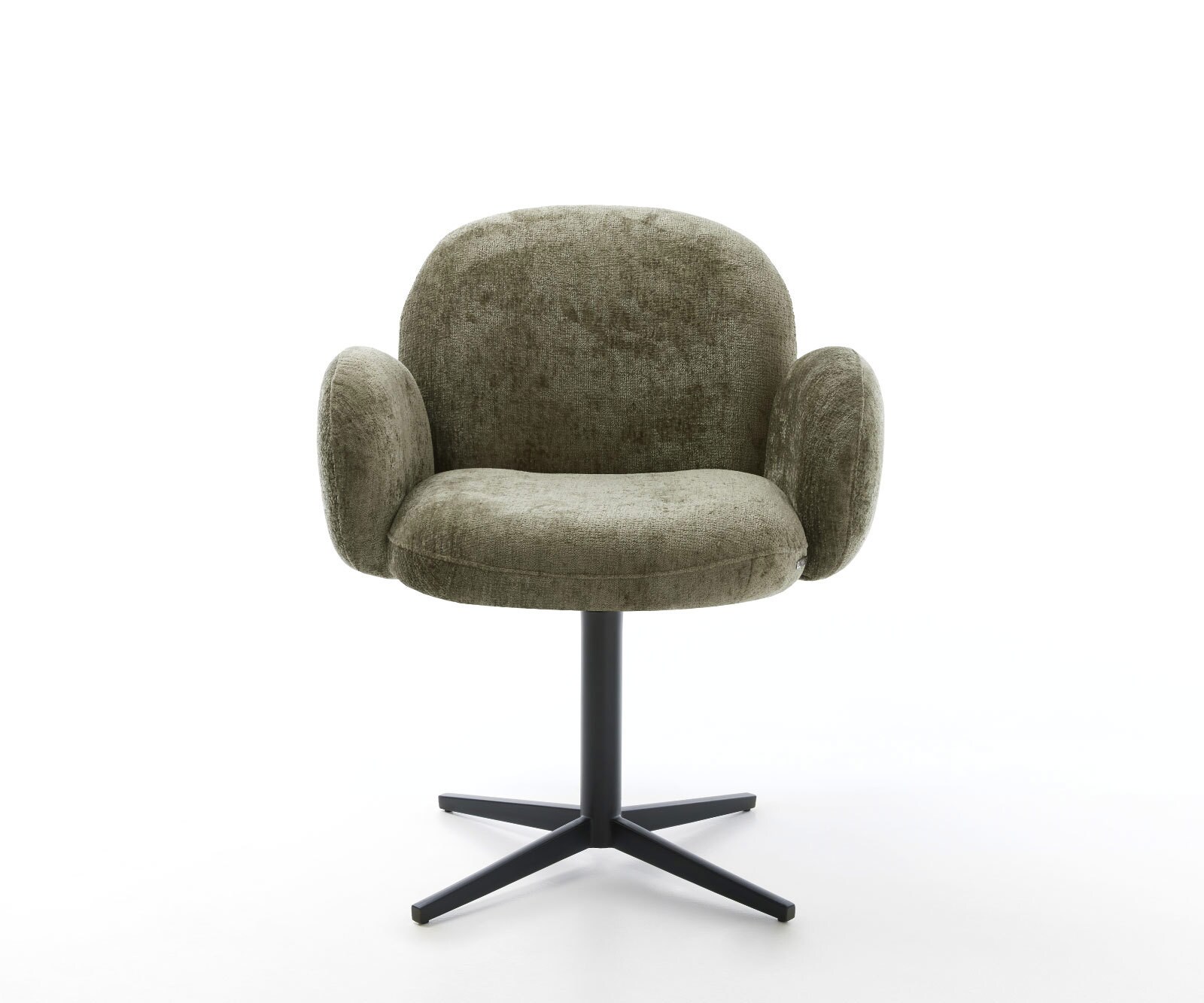 Врътящ се стол с подлакътници Шенил Маслина Офис основа Черен 360° въртящ се Покет пружина Nube-Flex 2