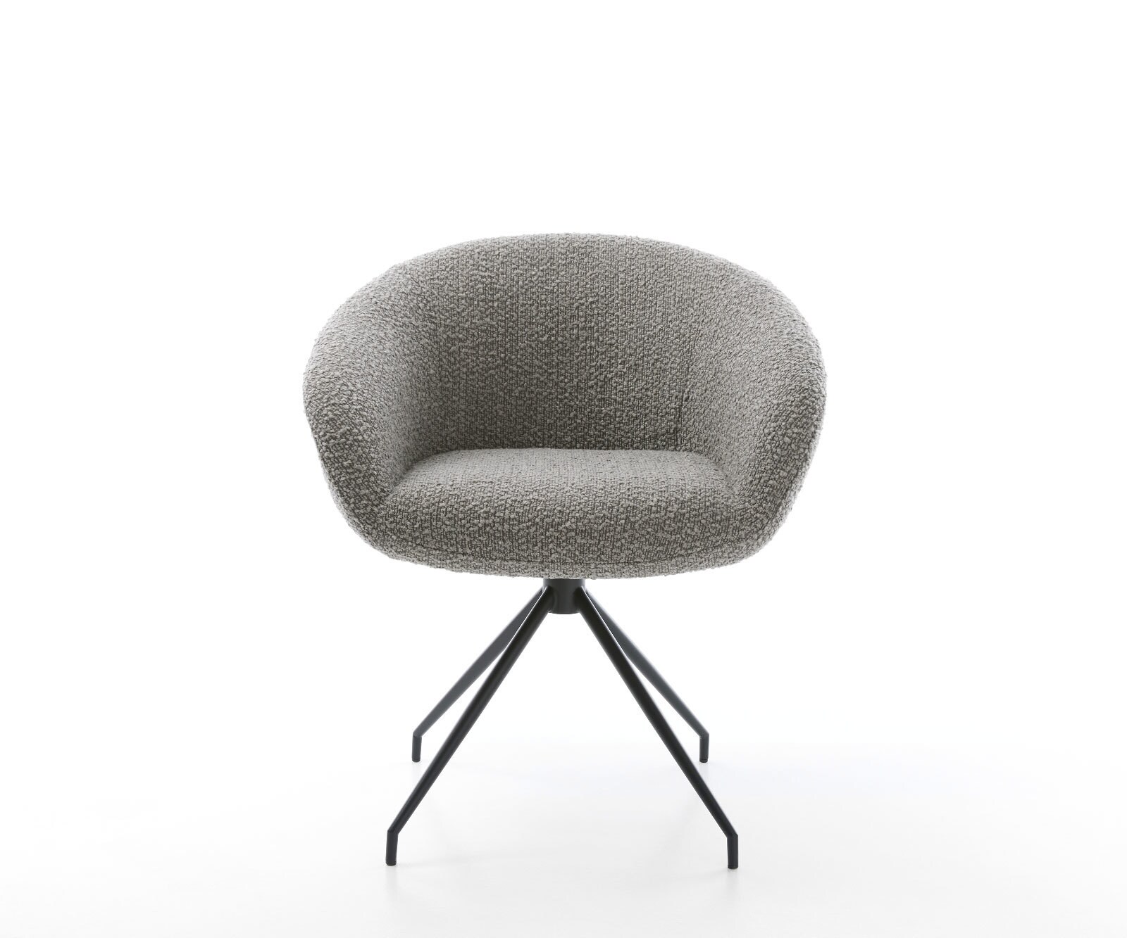 Врътящ се стол с подлакътници Букле СребристСив Конус крак кръгъл Черен 180° въртящ се Покет пружина Vinka-Flex 2