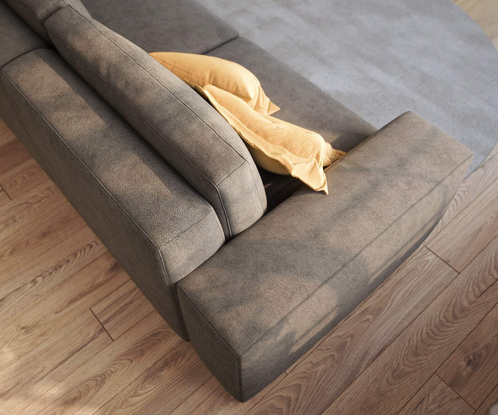 Голям диван Lanzo L 230x95 см, Дамаска Микрофибър, Каки-Кафяв  4