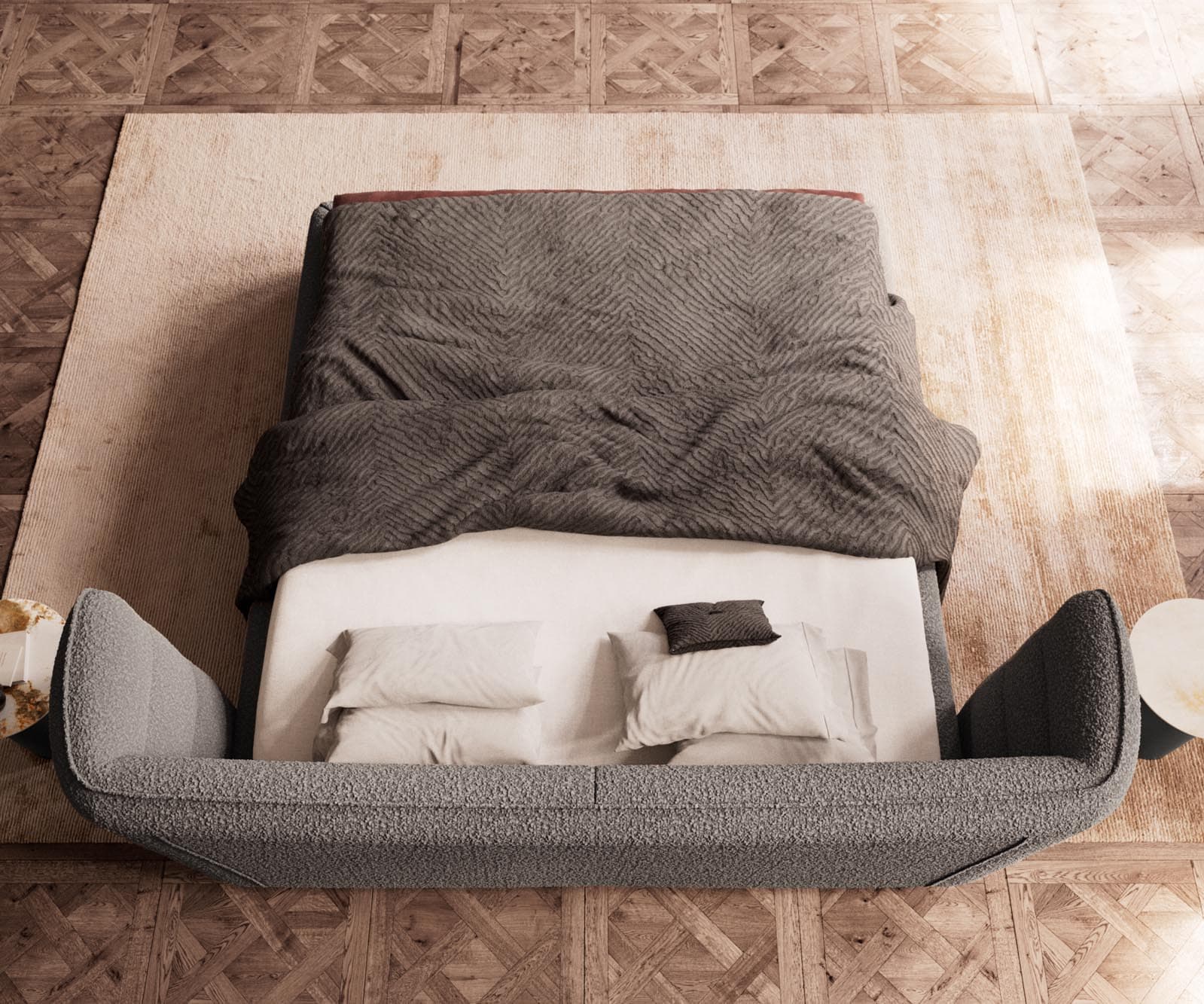 Тапицирана основа за легло Simea 180x200 cm bouclé silver grey 7