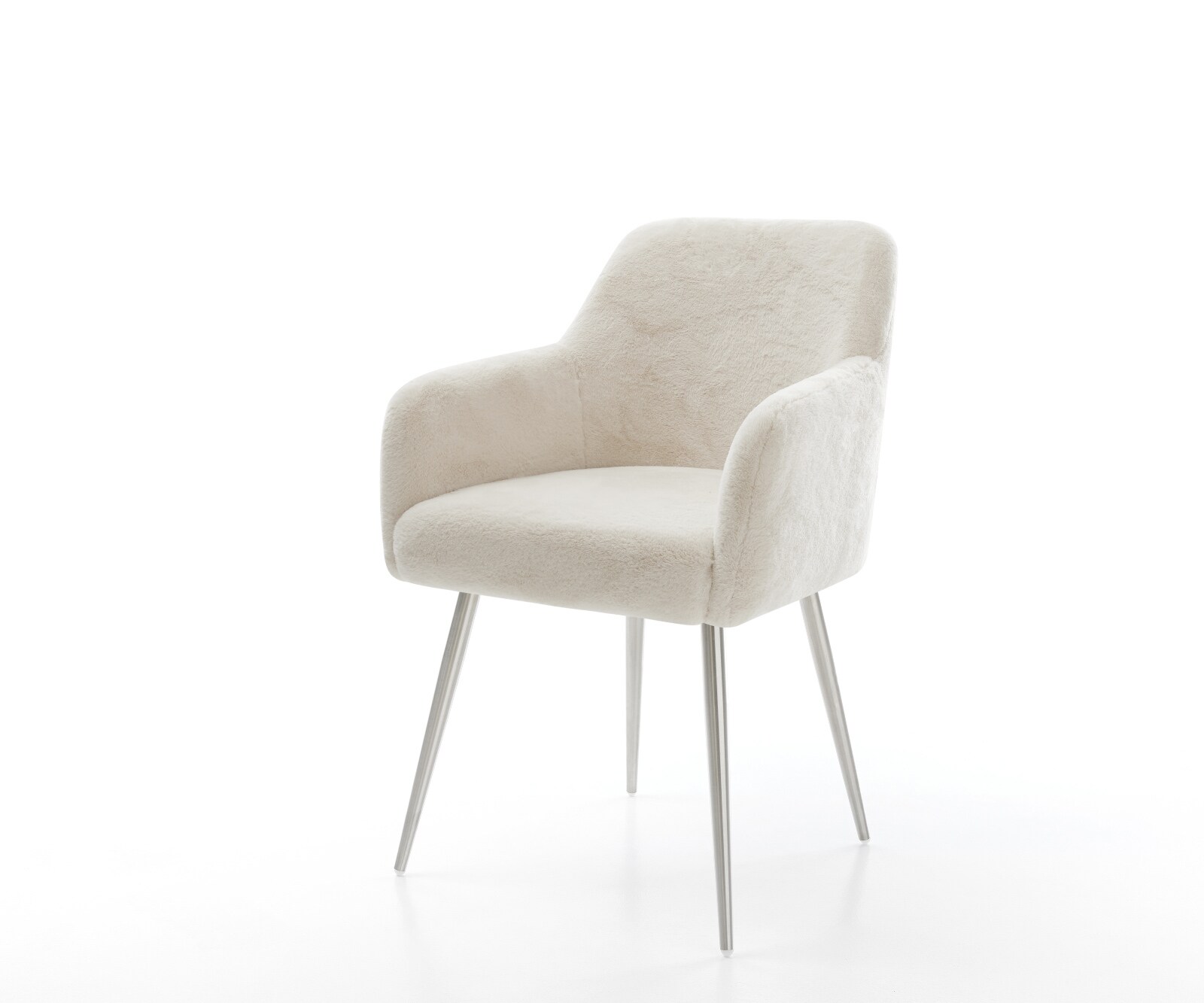 Стол за хранене Greg-Flex плюшен кремаво-бял 4-крак конусовиден джоб от неръждаема стомана