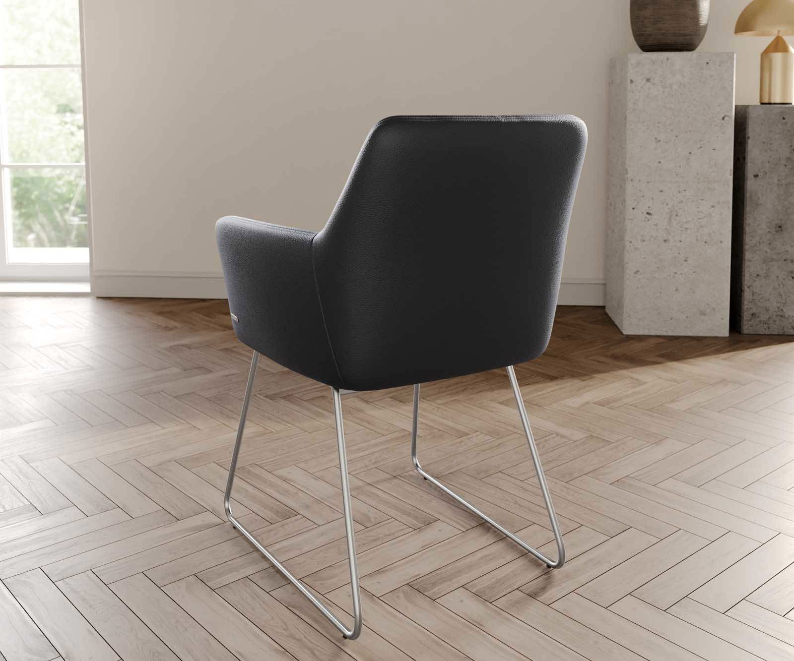 Стол Естествена кожа Черна Извити крака Неръждаема стомана Покет пружина Xana-Flex 3 Стол Естествена кожа Черна Извити крака Неръждаема стомана Покет пружина Xana-Flex 3