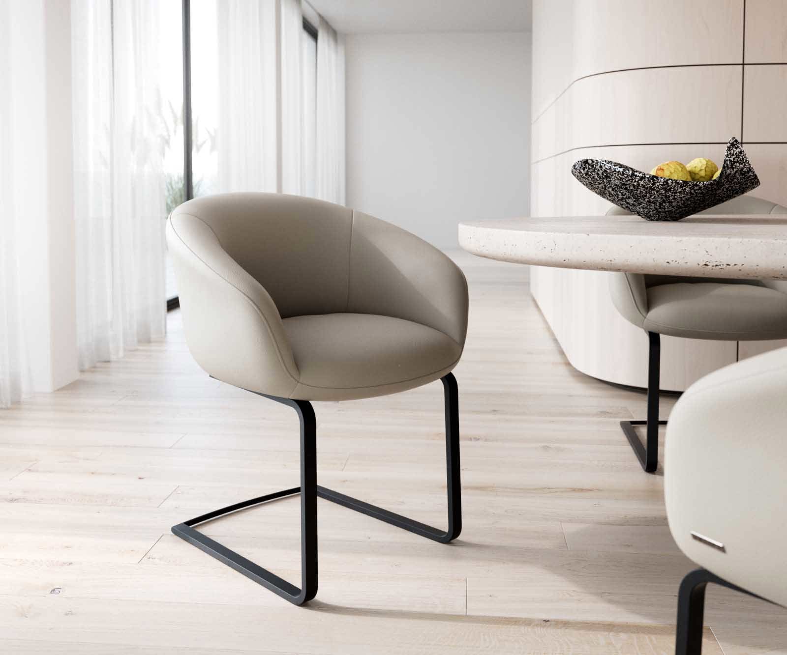 Люлеещ стол с подлакътници Естествена кожа Сиво-Кафяв Конзолен крак плосък Черен Покет пружина Vinka-Flex Люлеещ стол с подлакътници Естествена кожа Сиво-Кафяв Конзолен крак плосък Черен Покет пружина Vinka-Flex