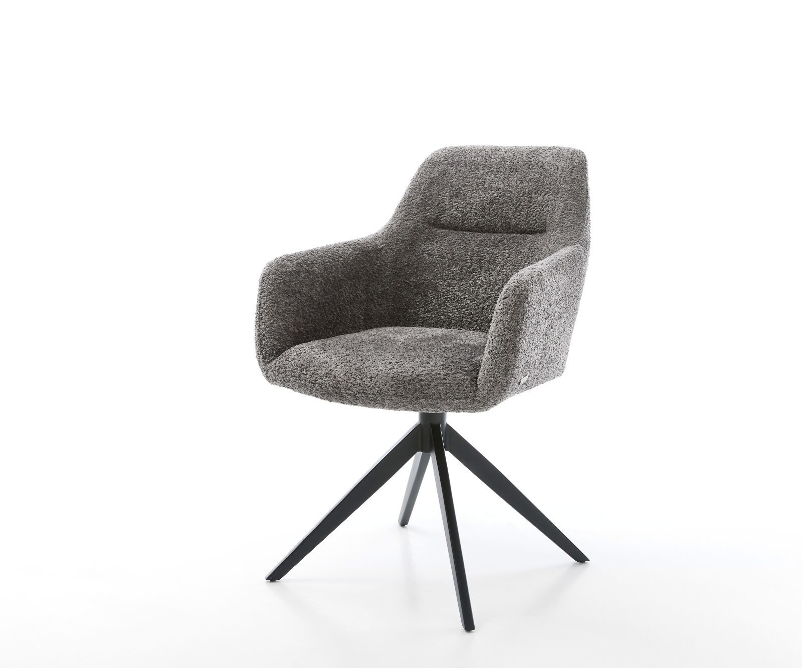 Въртящ се стол Pejo-Flex Bouclé Grey Кръстосана рамка широка Черно Въртене на 360° Люлееща се функция Ядро от джобни пружини