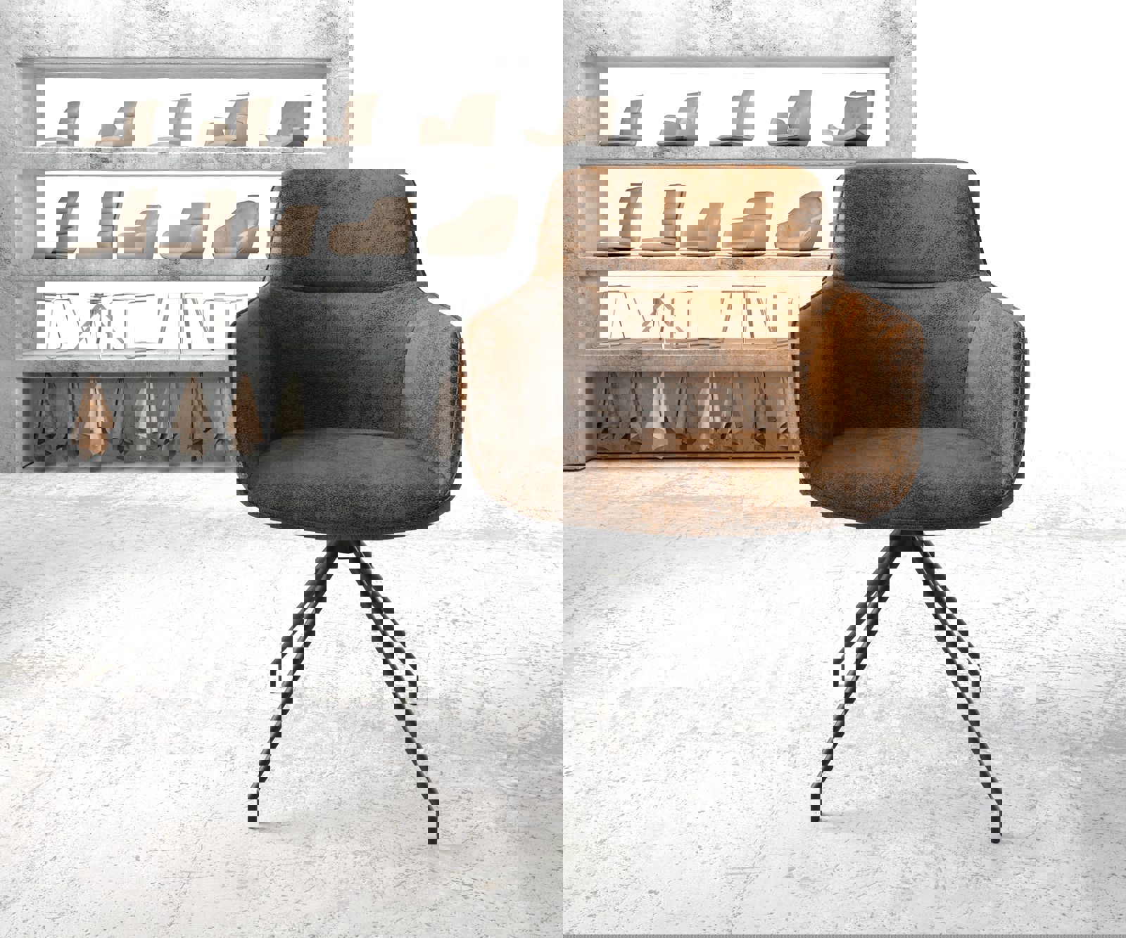 Въртящ се стол Pejo-Flex кафяв антикварна кръстосана рамка конична черна 180° въртене 1