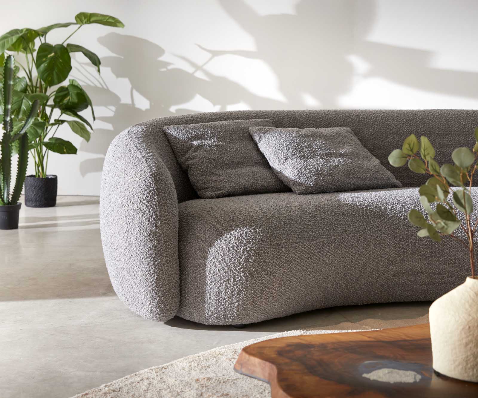 3-местен диван Larna 260x120 cm Bouclé сребристо-сиво 4