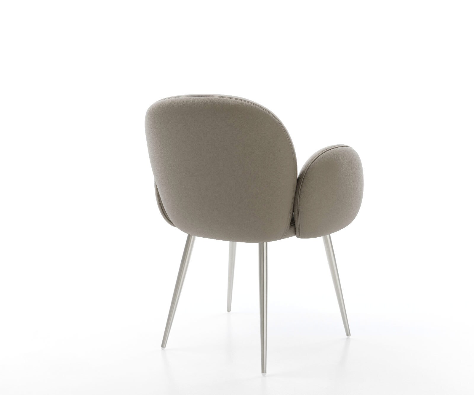 Стол Естествена кожа Сиво-Кафяв 4-крака Прави Неръждаема стомана Покет пружина Nube-Flex 4