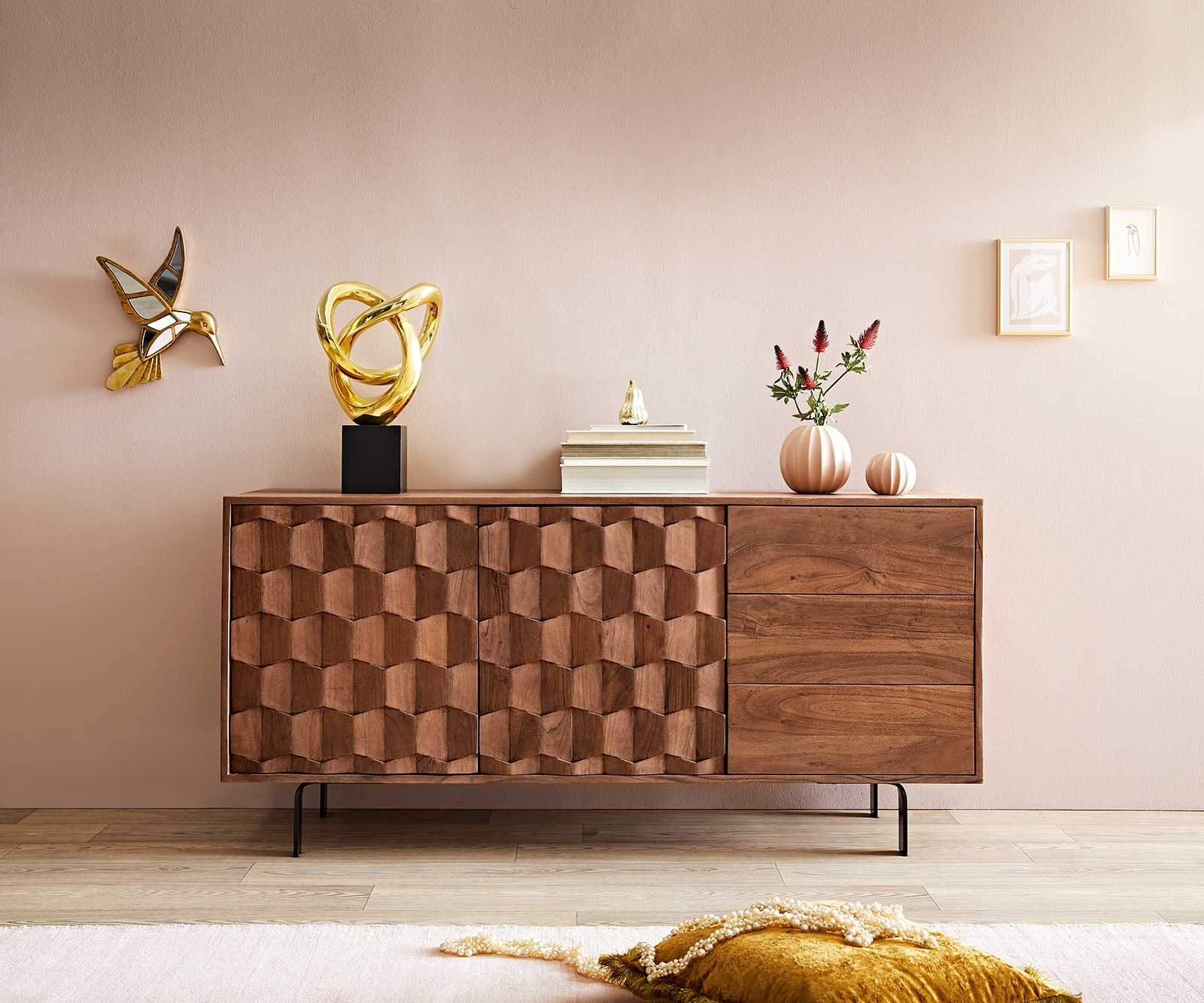 Бюфет 145 cm Акация Кафяв 2 Врати 3 ЧекемеджеОтделения L-Крак Fevo 1 Бюфет 145 cm Акация Кафяв 2 Врати 3 ЧекемеджеОтделения L-Крак Fevo 1