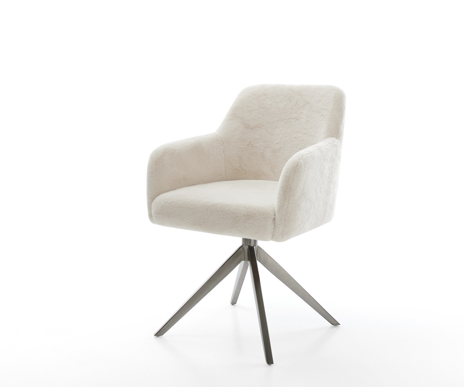 Въртящ се стол Greg-Flex плюшен кремаво-бял Кръстосана рамка широк графит Въртене на 360° Люлееща се функция Ядро от джобни пружини