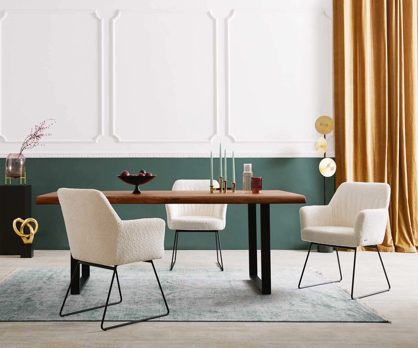 Стол Букле Бяло Извити крака Черни Покет пружина Xana-Flex 6 Стол Букле Бяло Извити крака Черни Покет пружина Xana-Flex 6