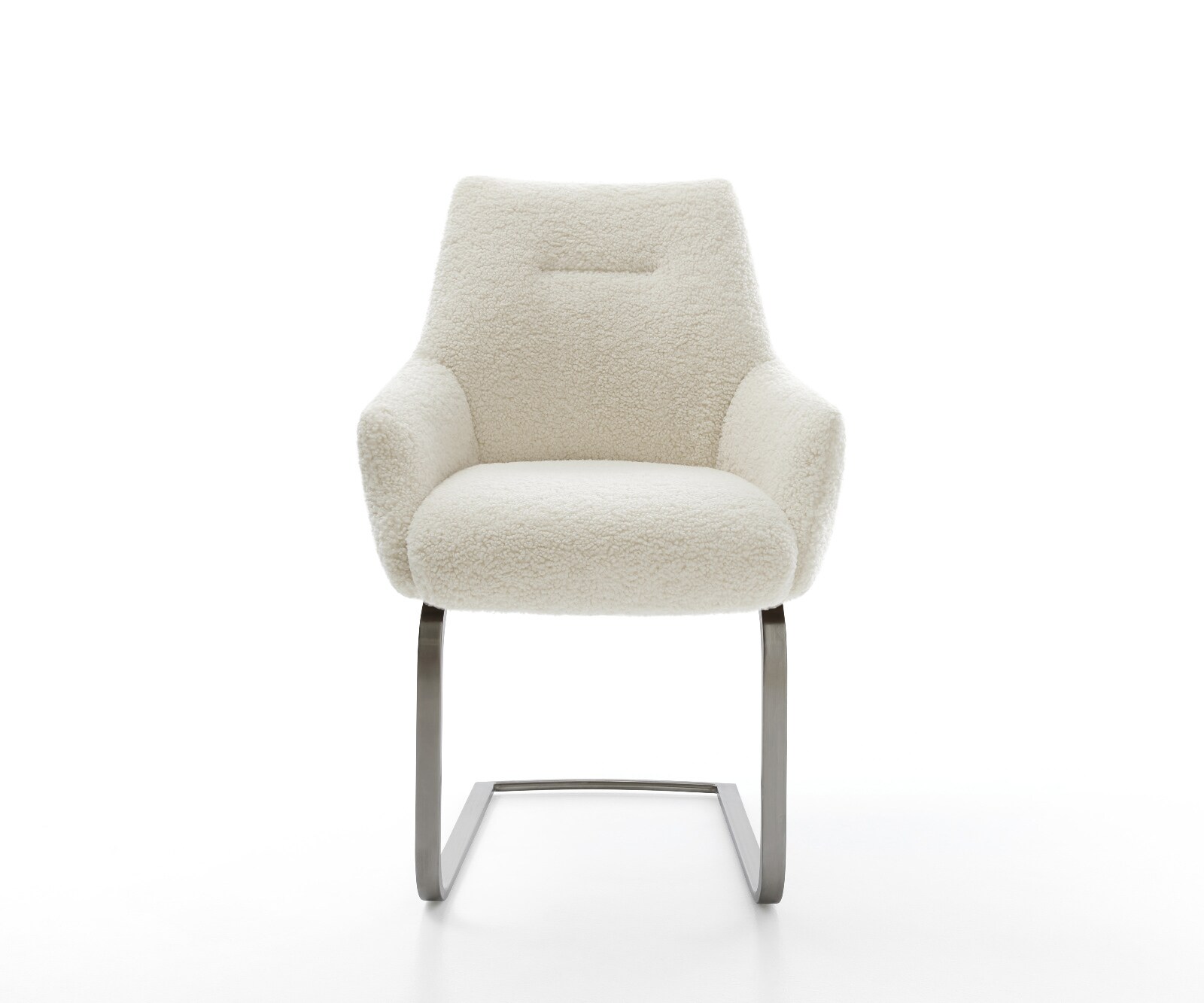 Конзолен стол Alja-Flex с подлакътници Teddy fabric Бежов конзолен стол плосък Графитна сърцевина с джобни пружини 2