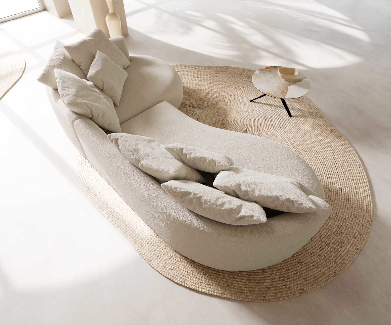Диван Edina 330x170 cm Bouclé крем-бяло 4