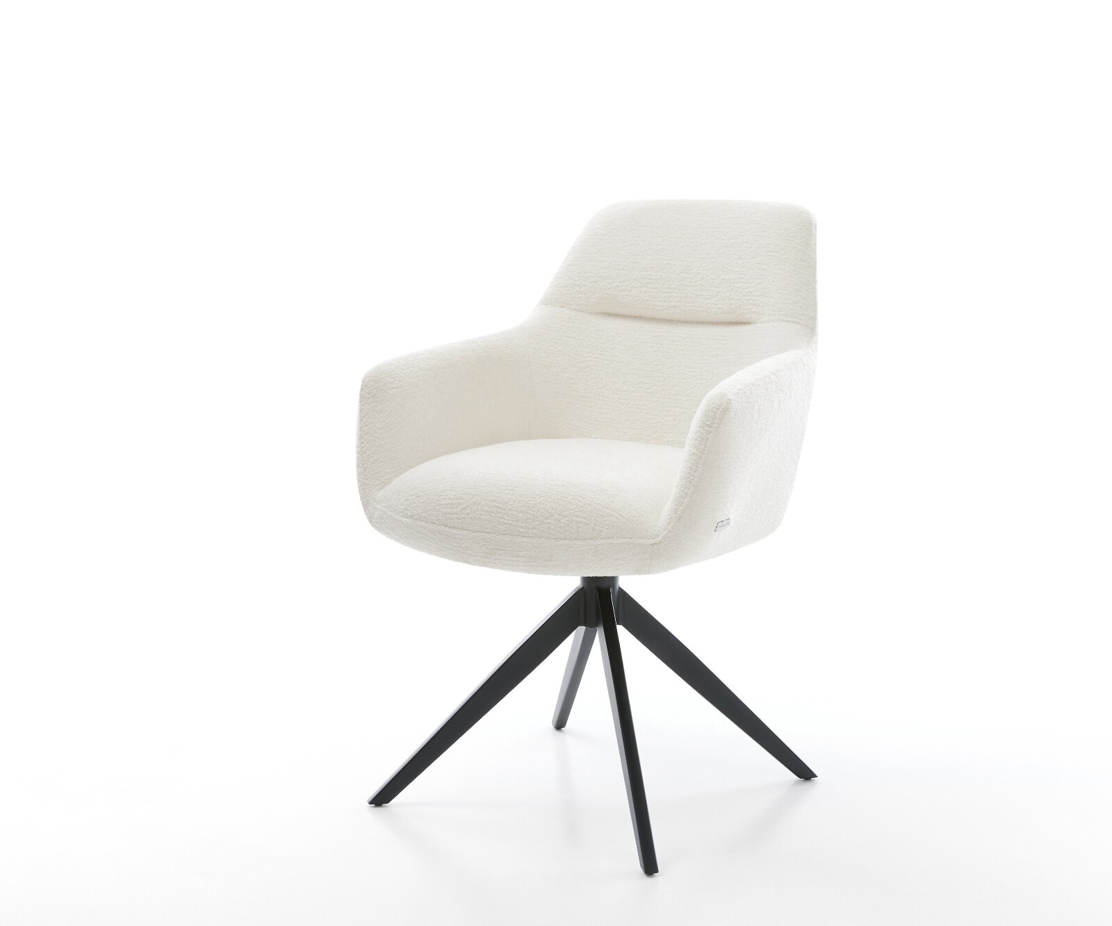 Въртящ се стол Pejo-Flex Bouclé Soft Beige Кръстосана рамка широка Черно 360° завъртане Люлееща се функция Ядро от джобни пружини 1