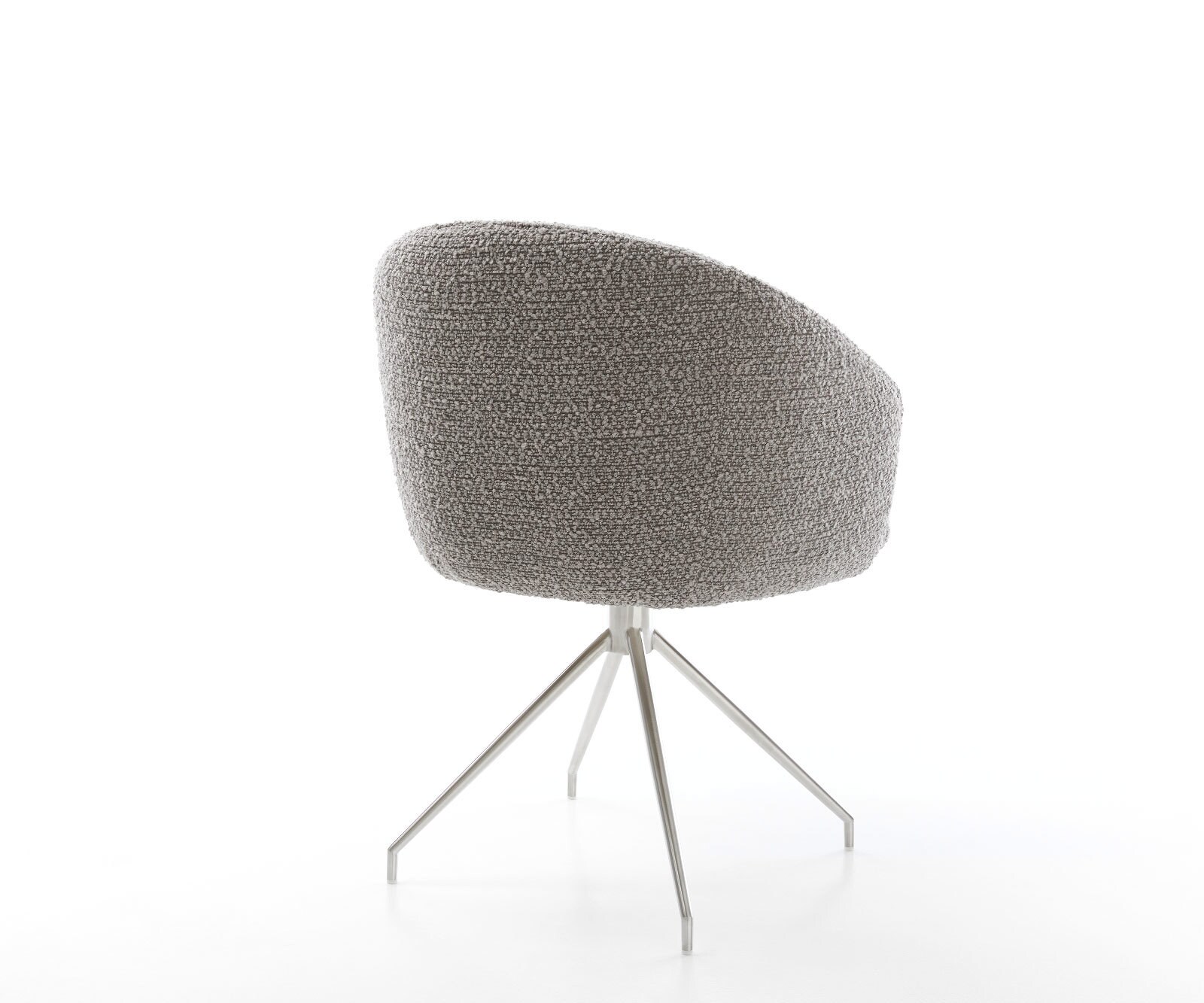 Врътящ се стол с подлакътници Букле СребристСив Конус крак кръгъл Неръждаема стомана 180° въртящ се Покет пружина Caja-Flex 5