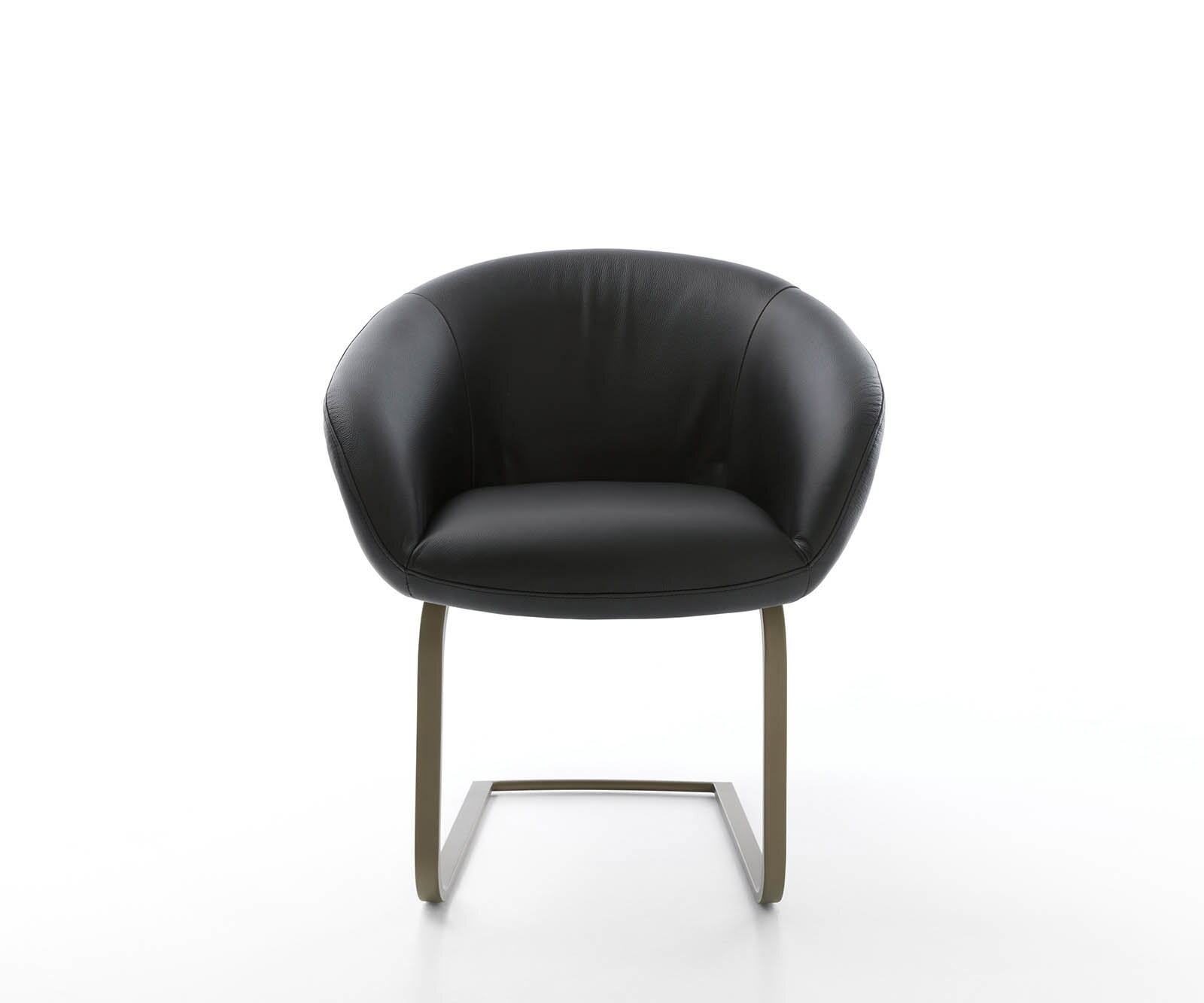 Люлеещ стол с подлакътници Естествена кожа Черен Конзолен крак плосък  Титан Покет пружина Vinka-Flex 2