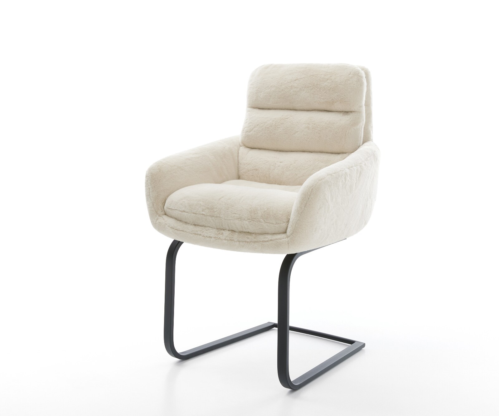 Конзолен стол Abelia-Flex с подлакътници плюшен крем-бял Конзолен стол плосък черен 1