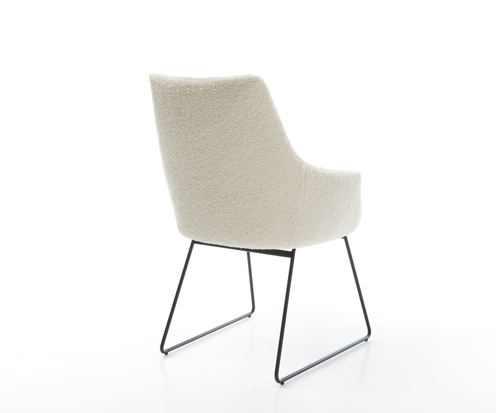 Стол за хранене Alja-Flex с подлакътници Teddy плат Бежово Основа за шейни Черно Ядро от джобни пружини 5