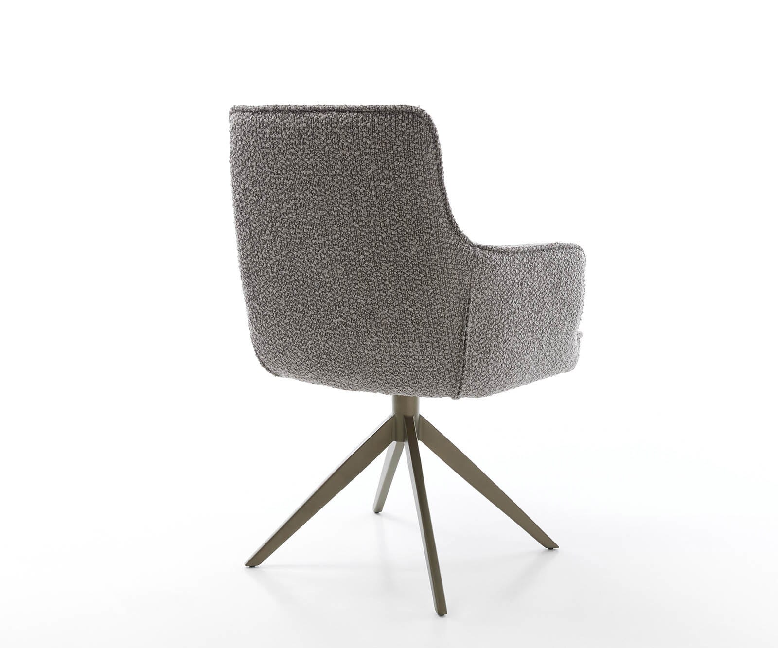 Врътящ се стол с подлакътници Букле СребристСив Конус крак плосък  Titan 360° въртящ се Покет пружина Heira-Flex 5