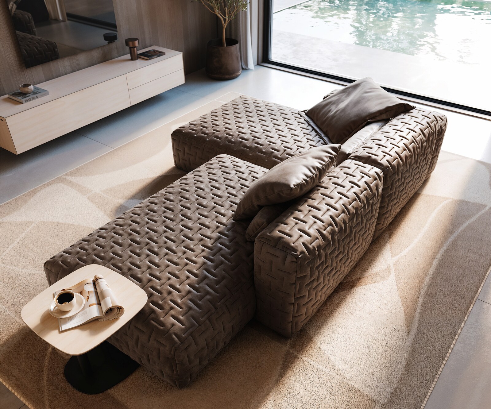 Ъглов диван Freestyle 310x200 cm микрофибър тъмно сиво винтидж ватиран 3