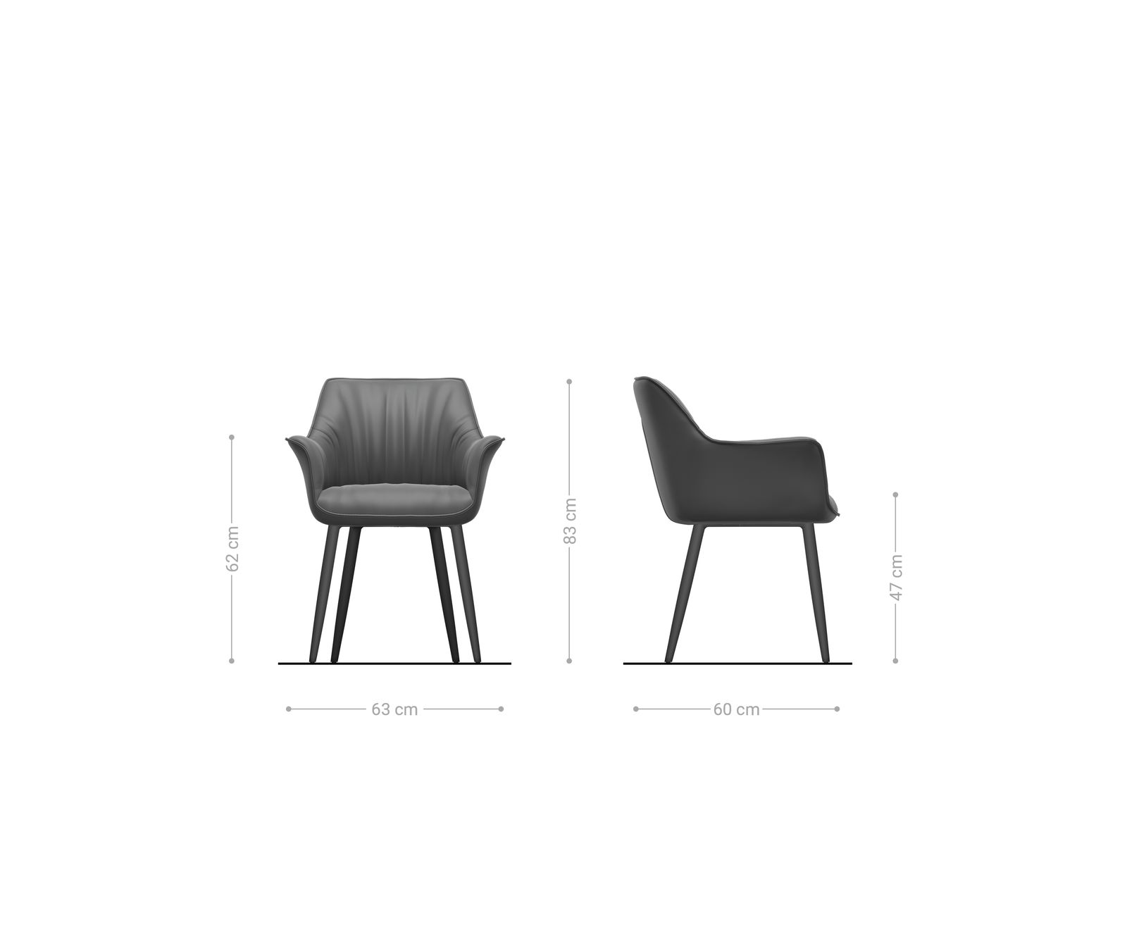 Трапезен стол Keila-Flex с подлакътници от тъкан мек бежов плат 4-футов заострен черен 5