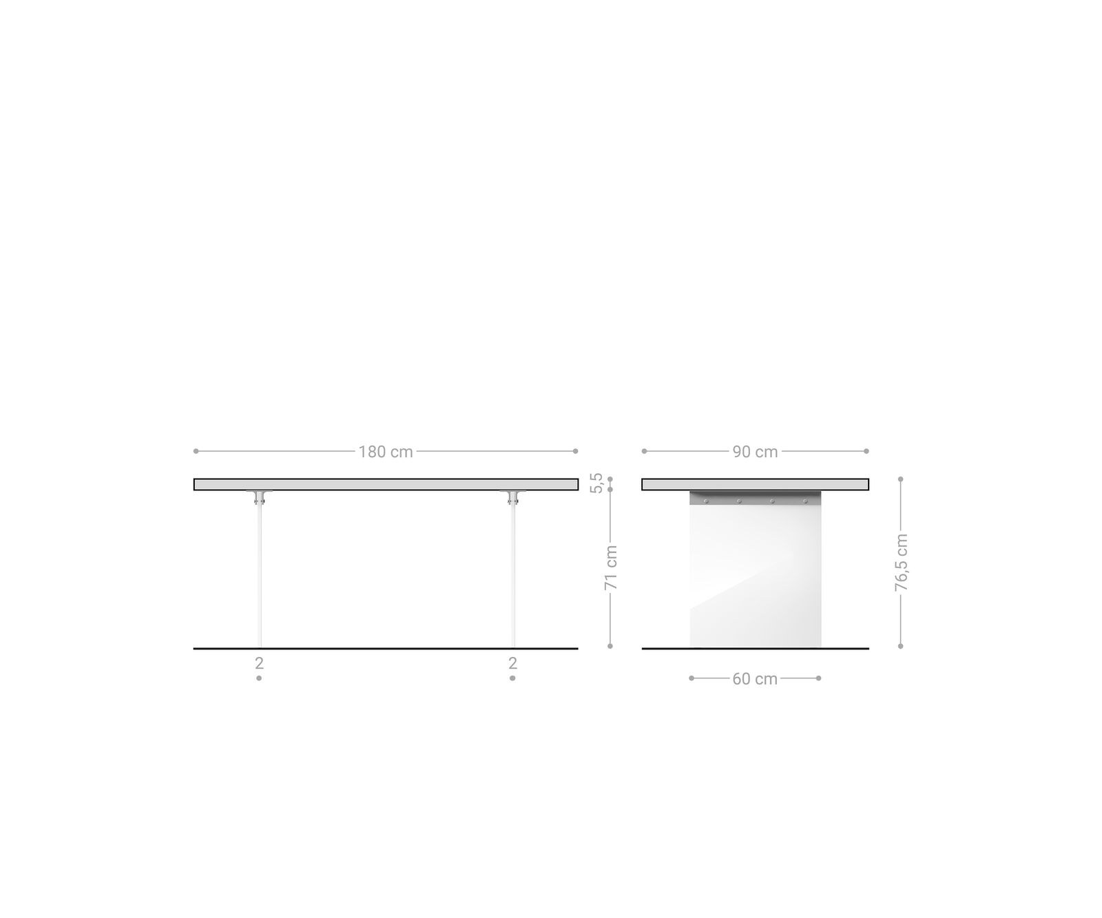 Маса 180x90 XL Акация Натурал Стъкло Edge 6