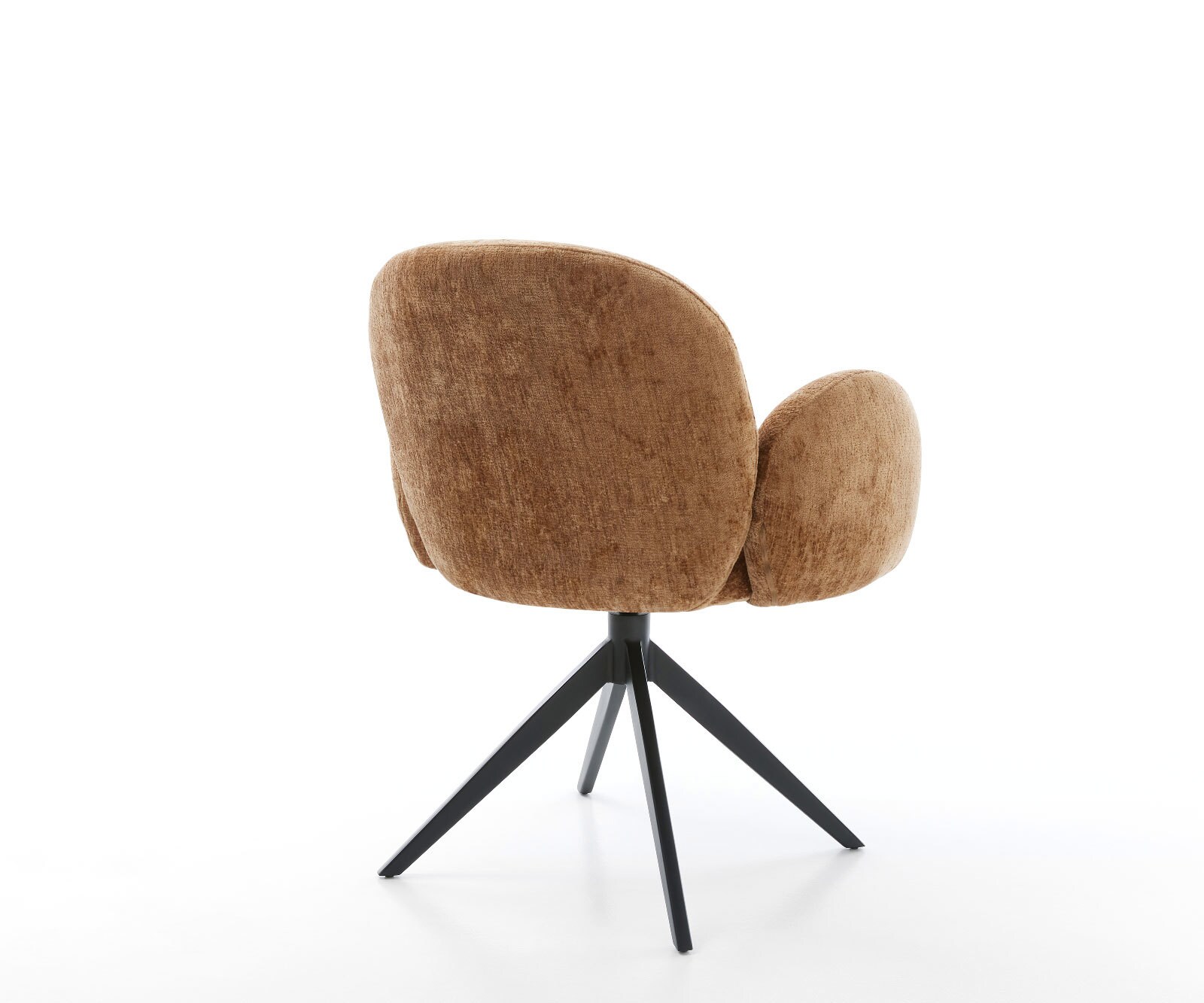 Врътящ се стол с подлакътници Шенил Ръжда Конус крак плосък Черен 360° въртящ се Люлеещ се Покет пружина Nube-Flex 5