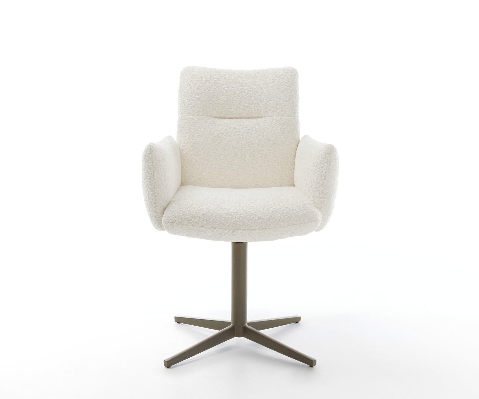 Врътящ се стол с подлакътници Букле Бял Офис основа  Titan 360° въртящ се Покет пружина Jova-Flex 2