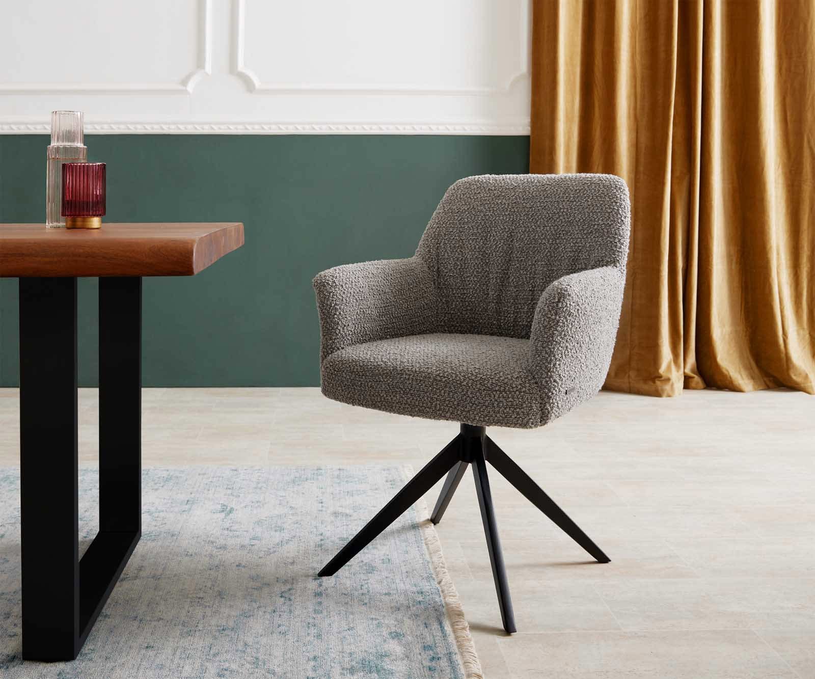 Врътящ се стол с подлакътници Букле СребристСив Конус крак плосък Черен 360° въртящ се Покет пружина Xana-Flex Врътящ се стол с подлакътници Букле СребристСив Конус крак плосък Черен 360° въртящ се Покет пружина Xana-Flex