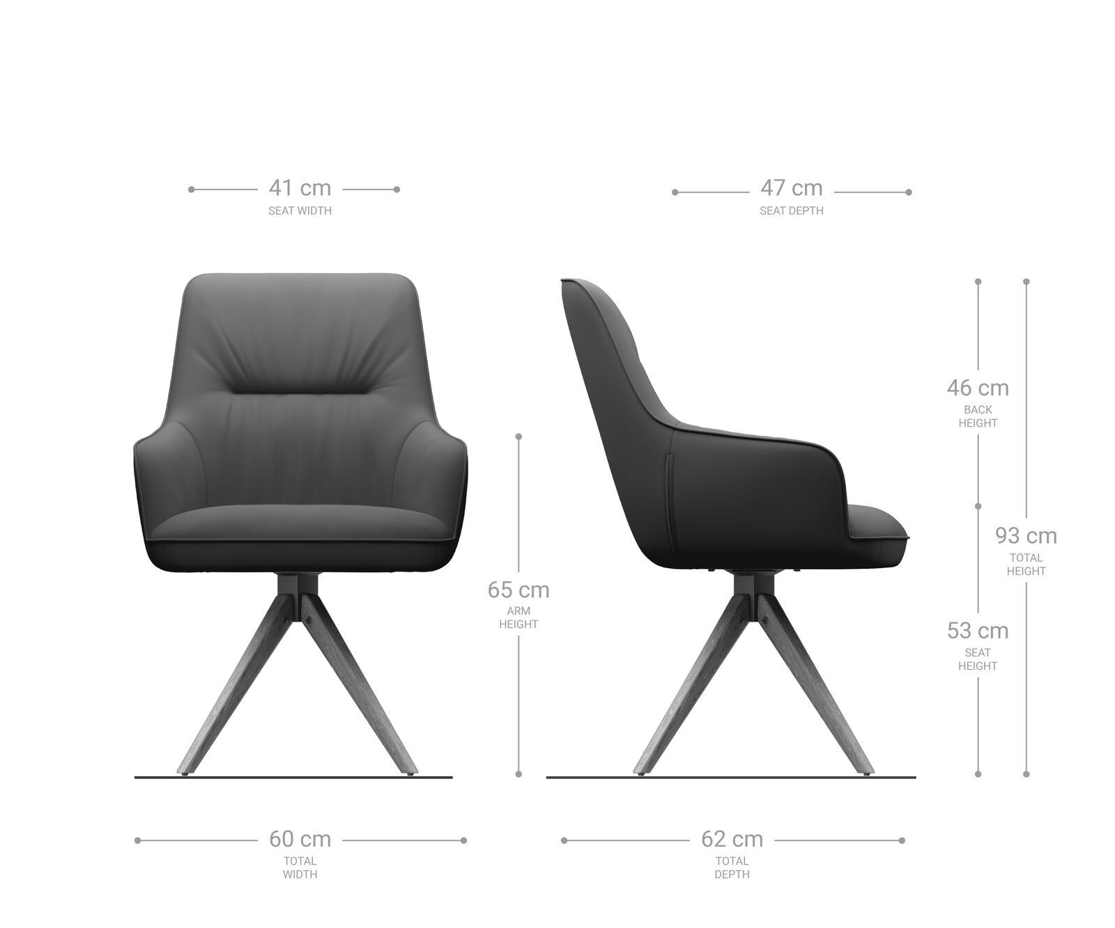 Врътящ се стол с подлакътници Кадифе Сив Дървена рамка  180° въртящ се Покет пружина Zelia-Flex 5