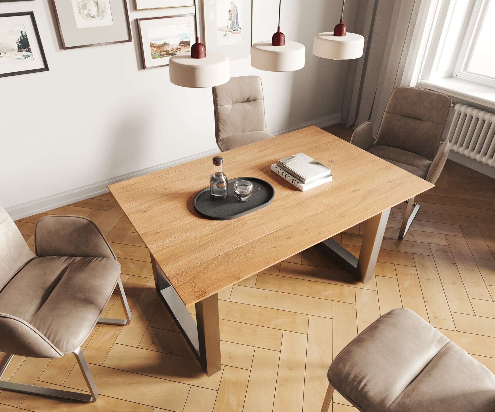 Маса 140x90 Акация Натурал Неръждаема стомана Широк профил Швейцарски ръб Edge 3 Маса 140x90 Акация Натурал Неръждаема стомана Широк профил Швейцарски ръб Edge 3