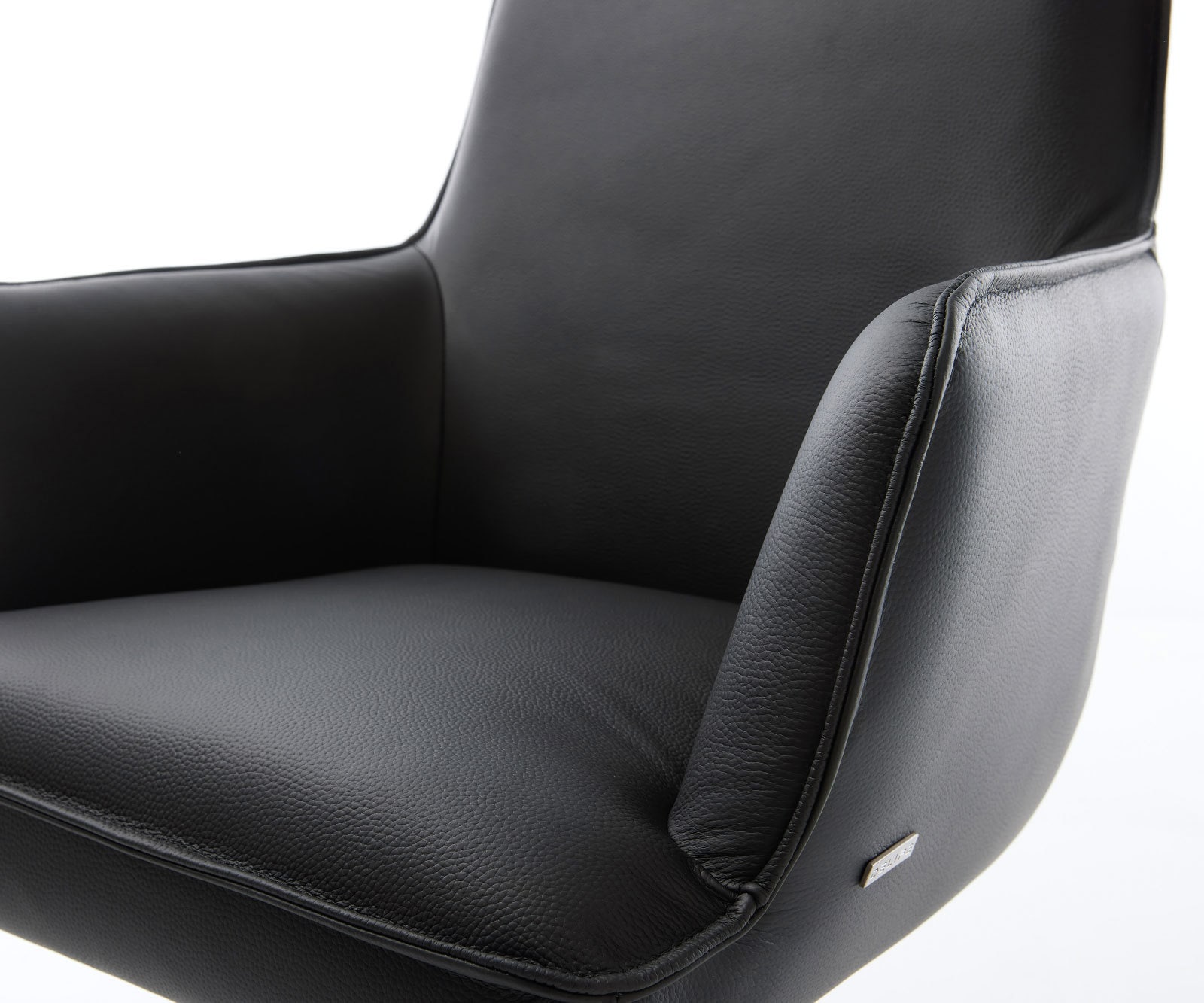 Люлеещ стол с подлакътници Естествена кожа Черен Конзолен крак кръгъл Черен Покет пружина Heira-Flex 4