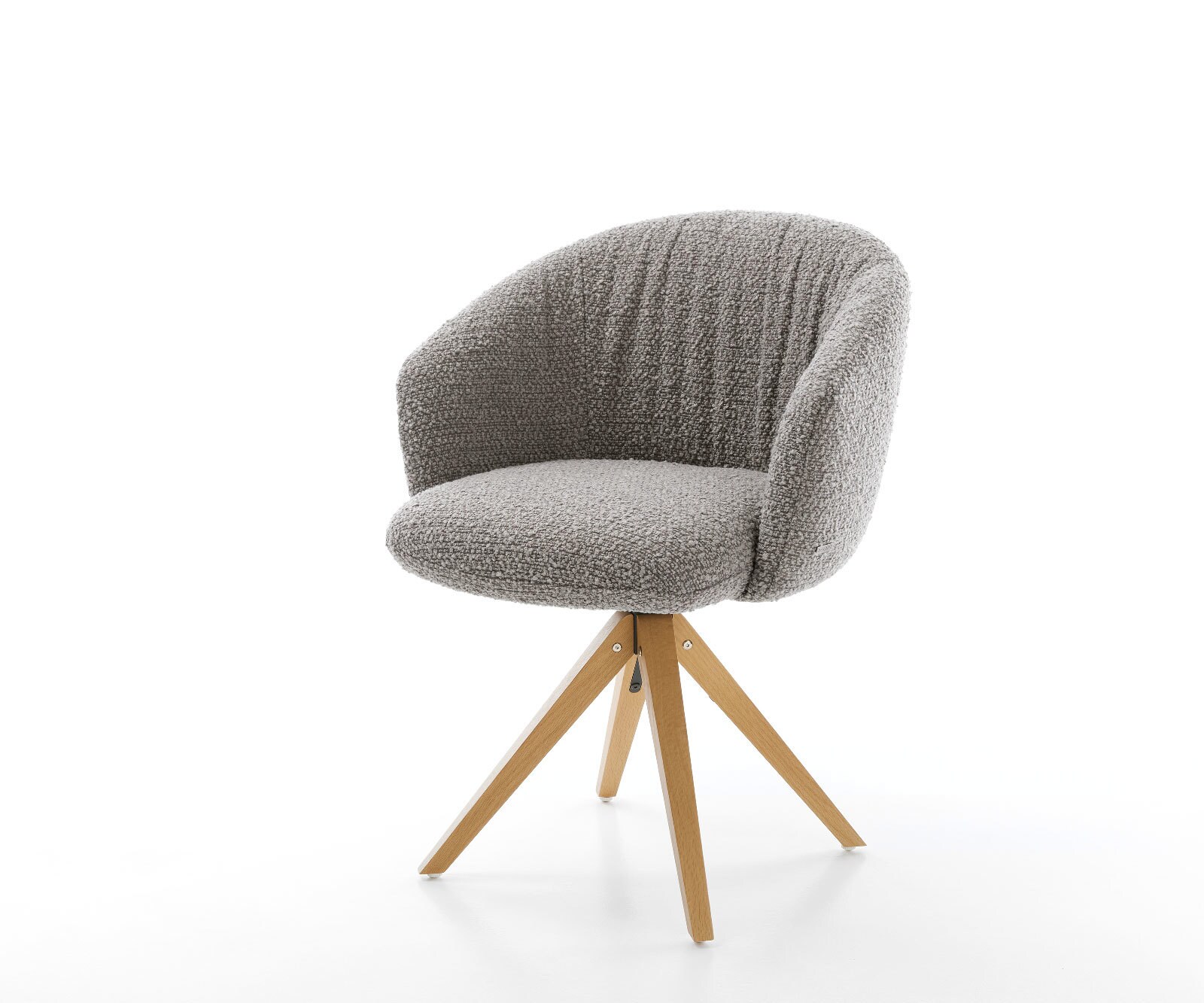 Врътящ се стол с подлакътници Букле СребристСив Дървена рамка  Натурал 180° въртящ се Покет пружина Caja-Flex 1