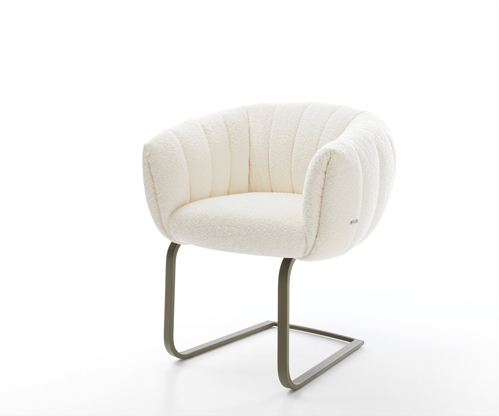 Конзолен стол Jada-Flex, Бяло букле,  Стол с конзола с плосък ефект с покритие от титаниеви джобни пружини