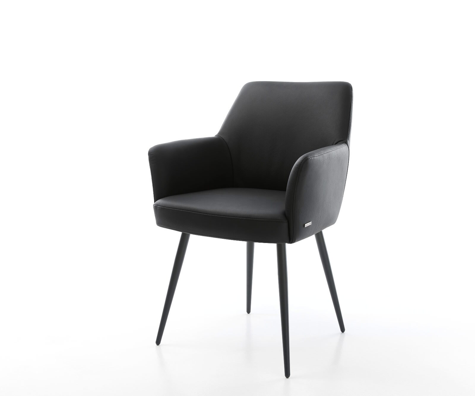 Стол Естествена кожа Черна 4-крака Прави Черни Покет пружина Xana-Flex 1