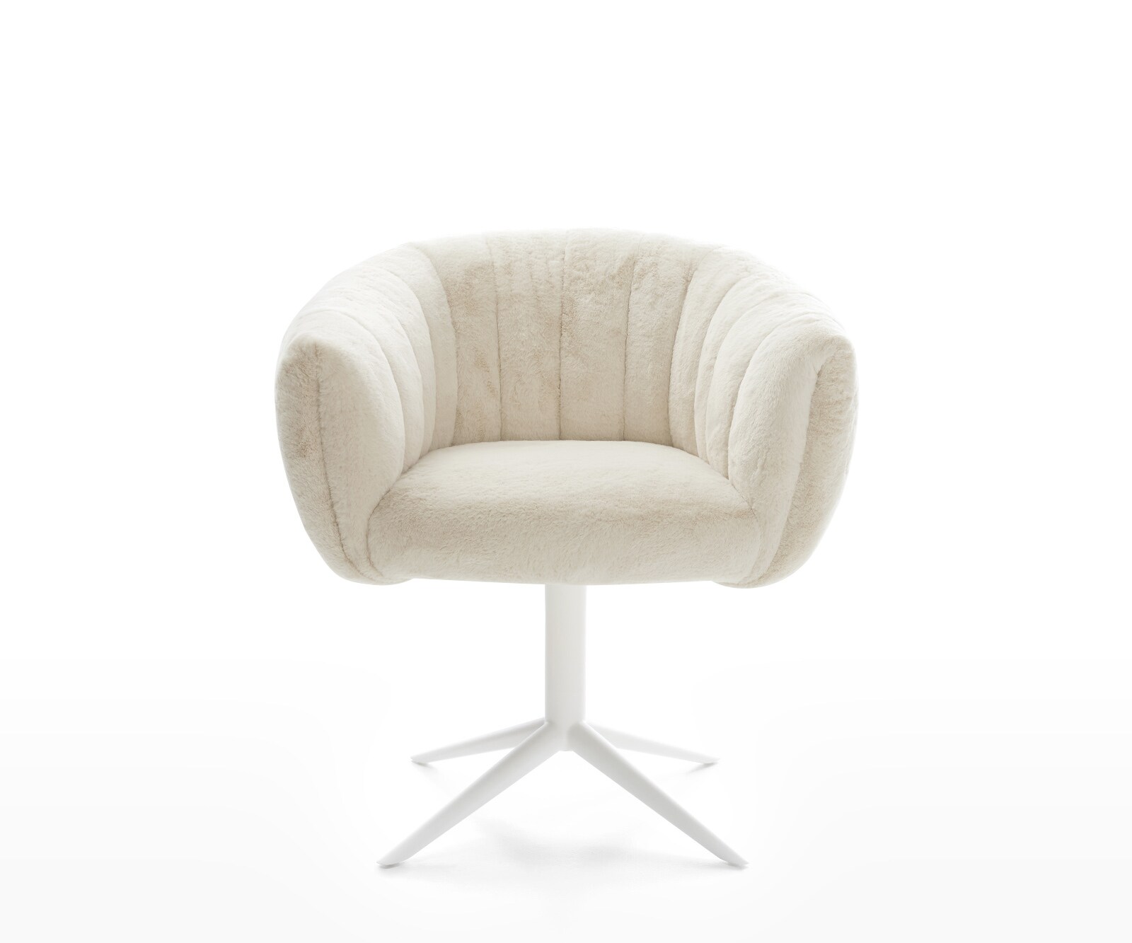 Въртящ се стол Jada-Flex плюш кремаво-бяло База бяла Завъртане на 360° Люлееща се функция Ядро от джобни пружини 1