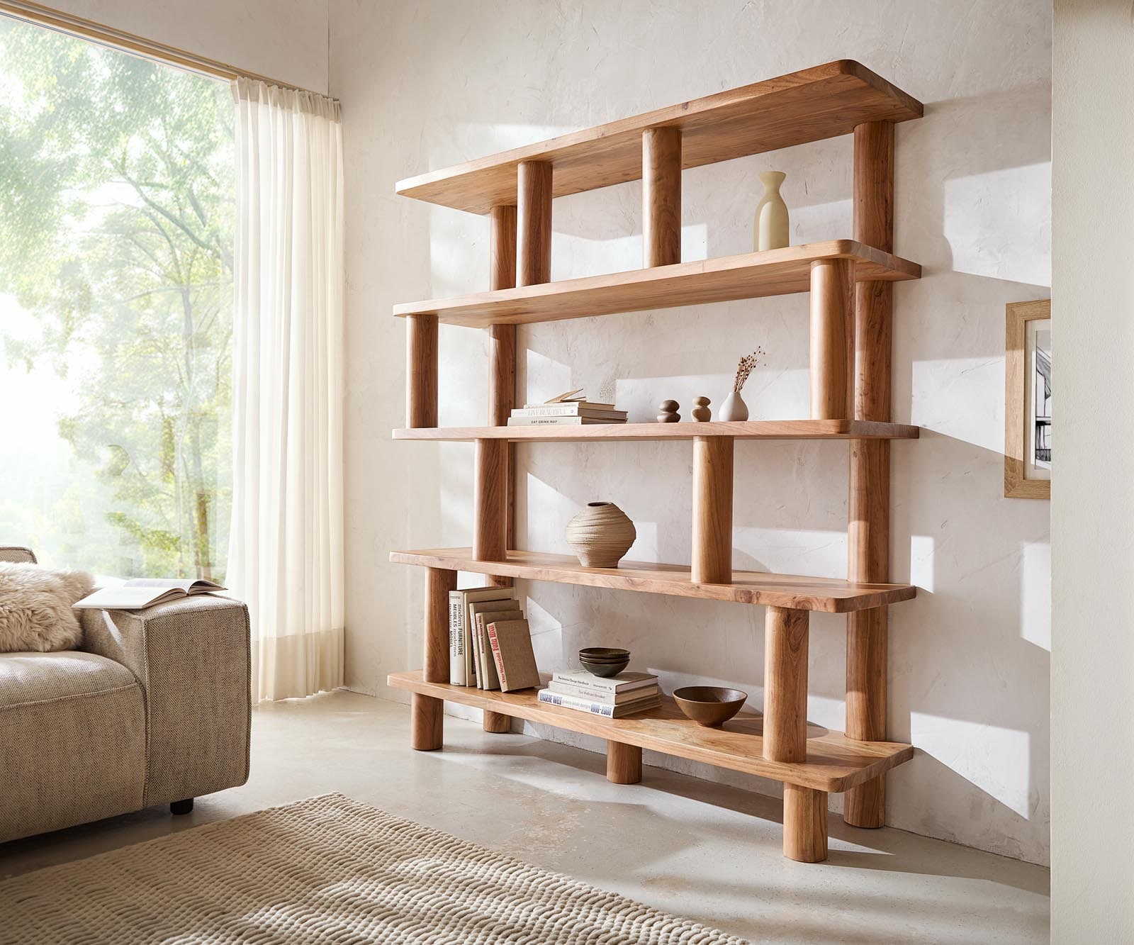 Етажерка Accra 170x190 cm естествена акация 8 отделения Етажерка Accra 170x190 cm естествена акация 8 отделения