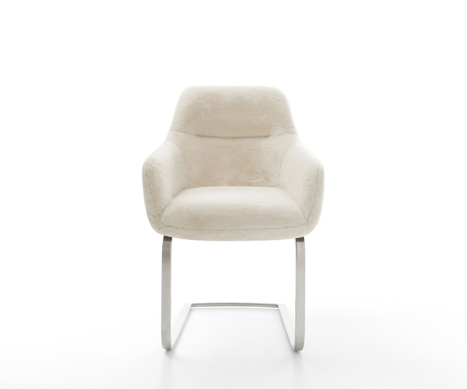 Стол с конзола Pejo-Flex плюшен крем-бял Стол с конзола с плоска сърцевина от джобни пружини от неръждаема стомана 2