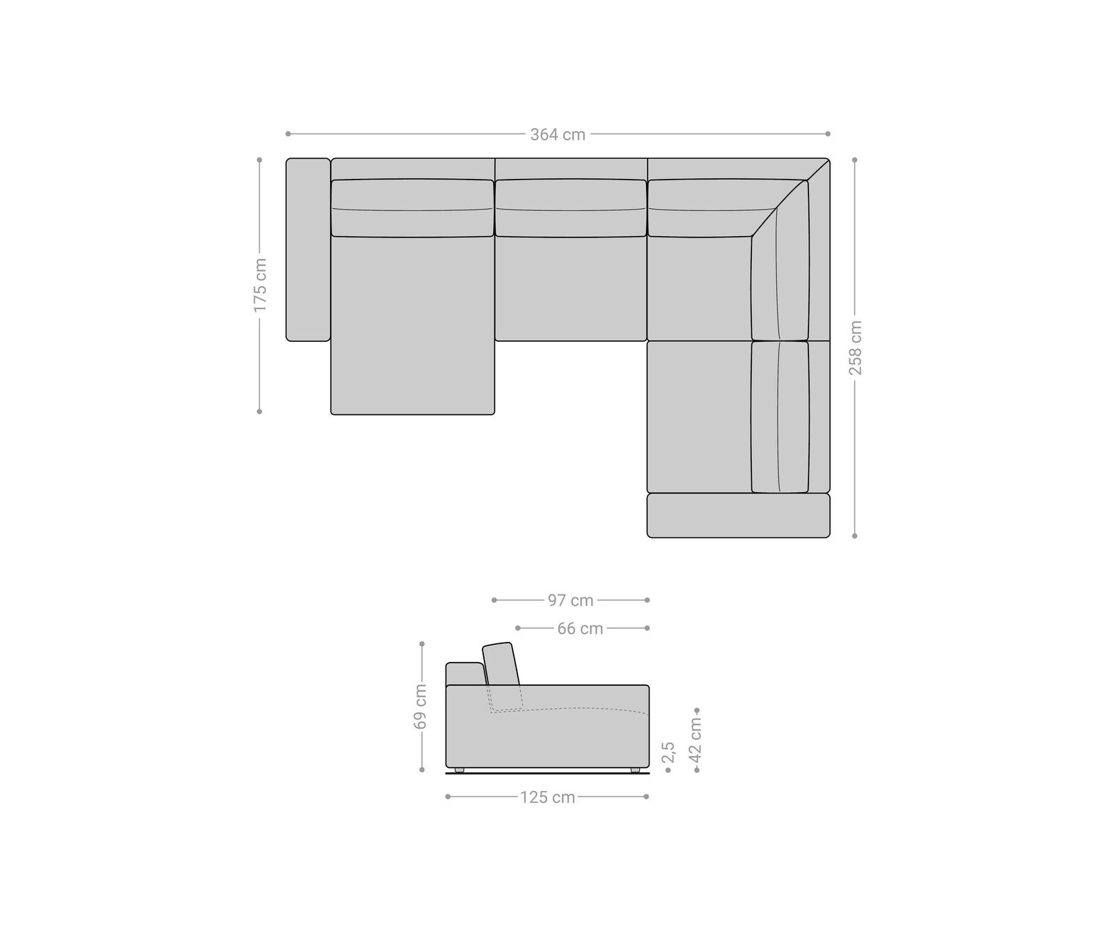 XL 360x260 cm Микрофибър Сив Лежанка вариации Lanzo 6