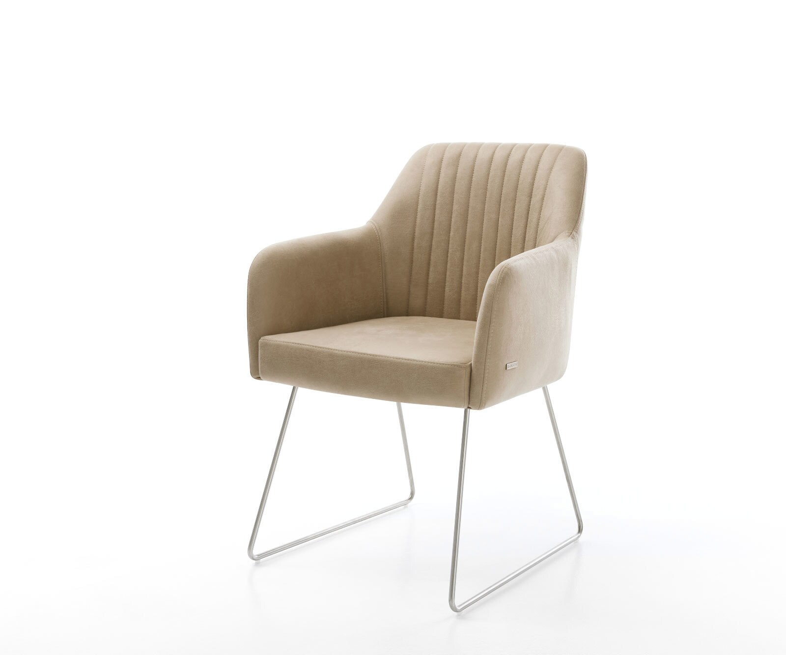 Стол Бежов Винтидж Извити крака Неръждама стомана Greg-Flex Стол Бежов Винтидж Извити крака Неръждама стомана Greg-Flex