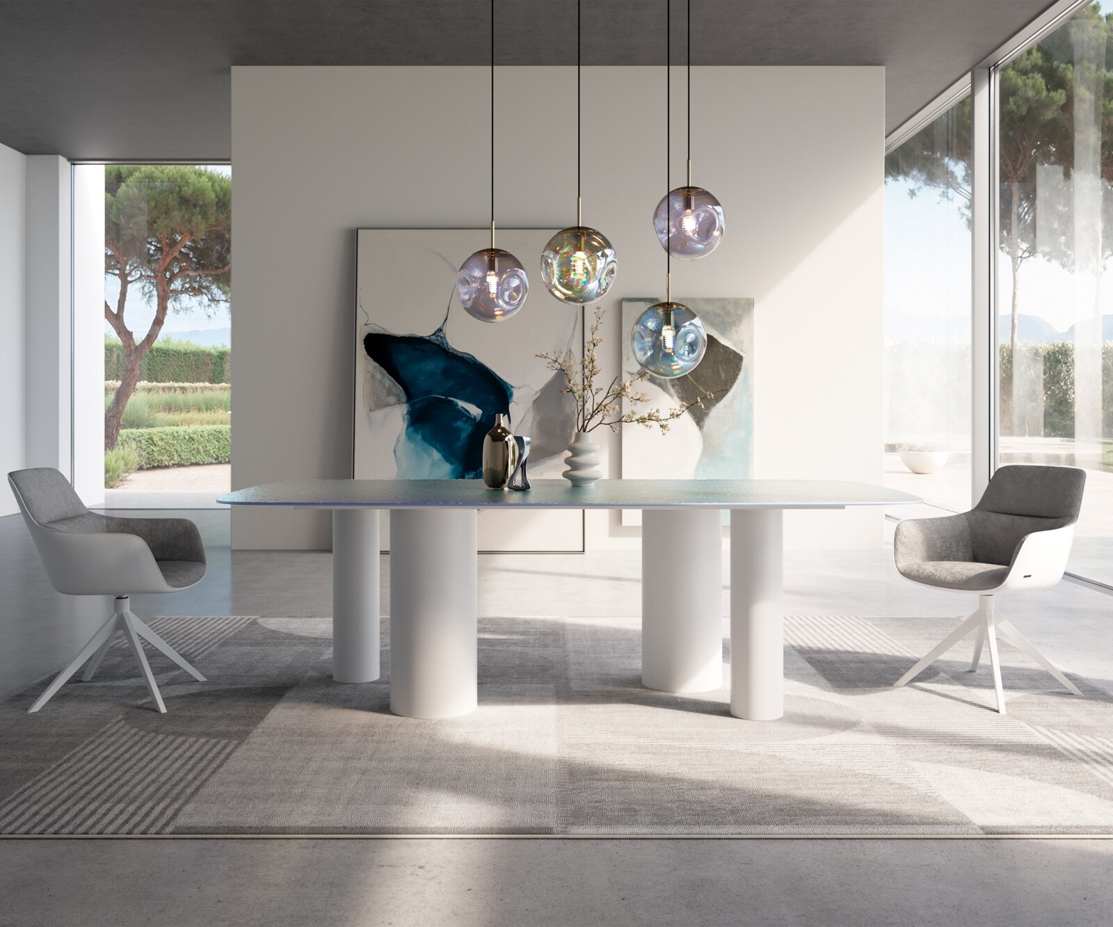 Метална рамка за маса Pilier, бяла, за плотове на маси от 200 cm 2