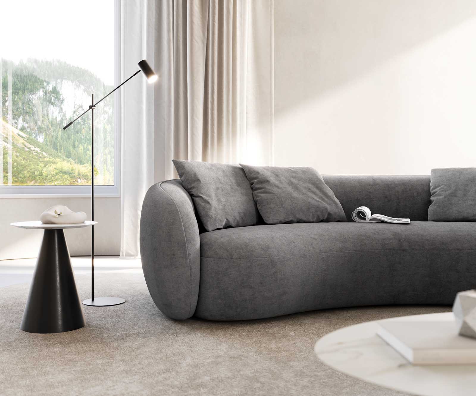 3-местен стол Larna 260x120 cm микрофибър сив 5