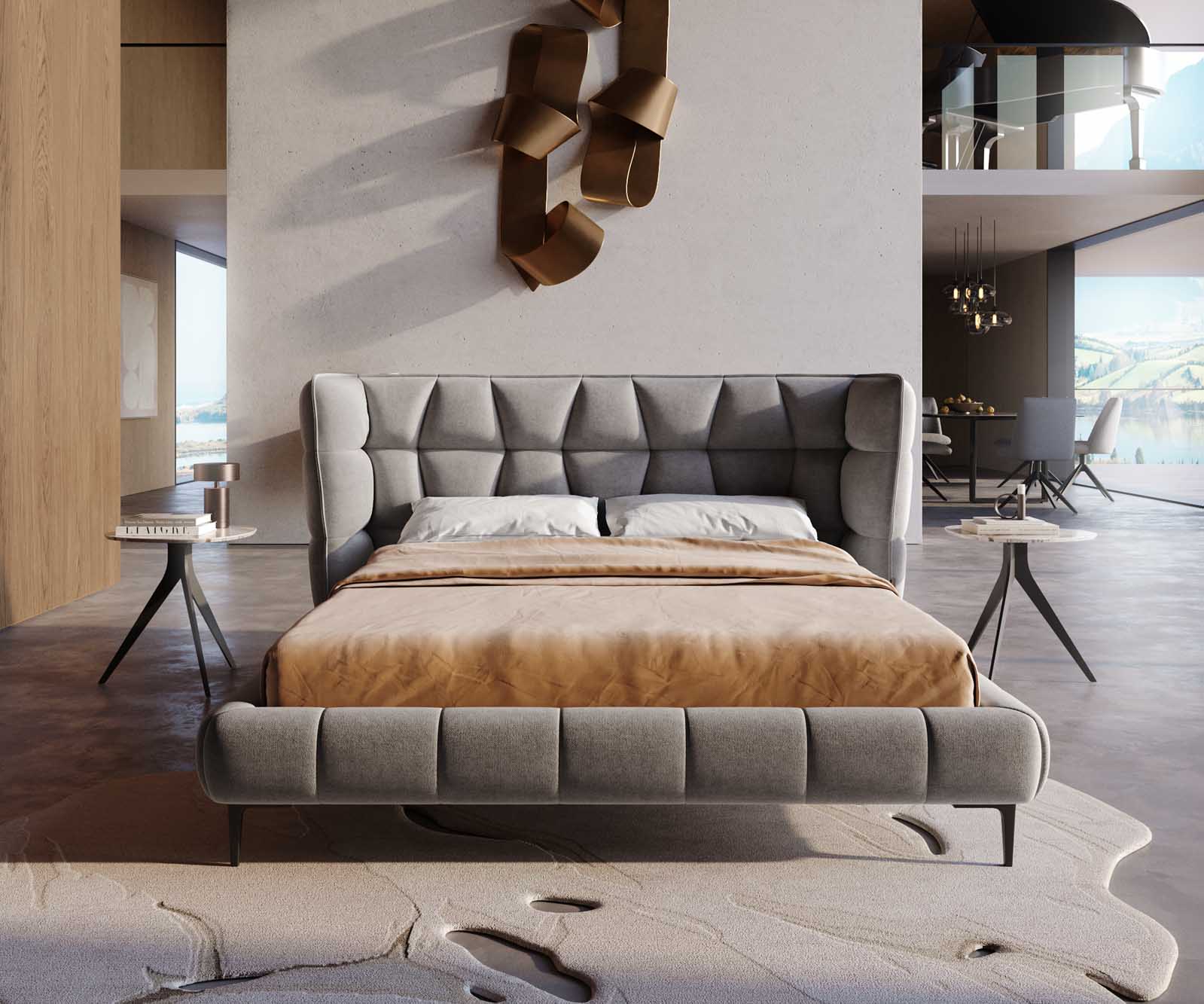 Тапицирана основа за легло Capujo 140x200 cm, микрофибър, сиво 1 Тапицирана основа за легло Capujo 140x200 cm, микрофибър, сиво 1