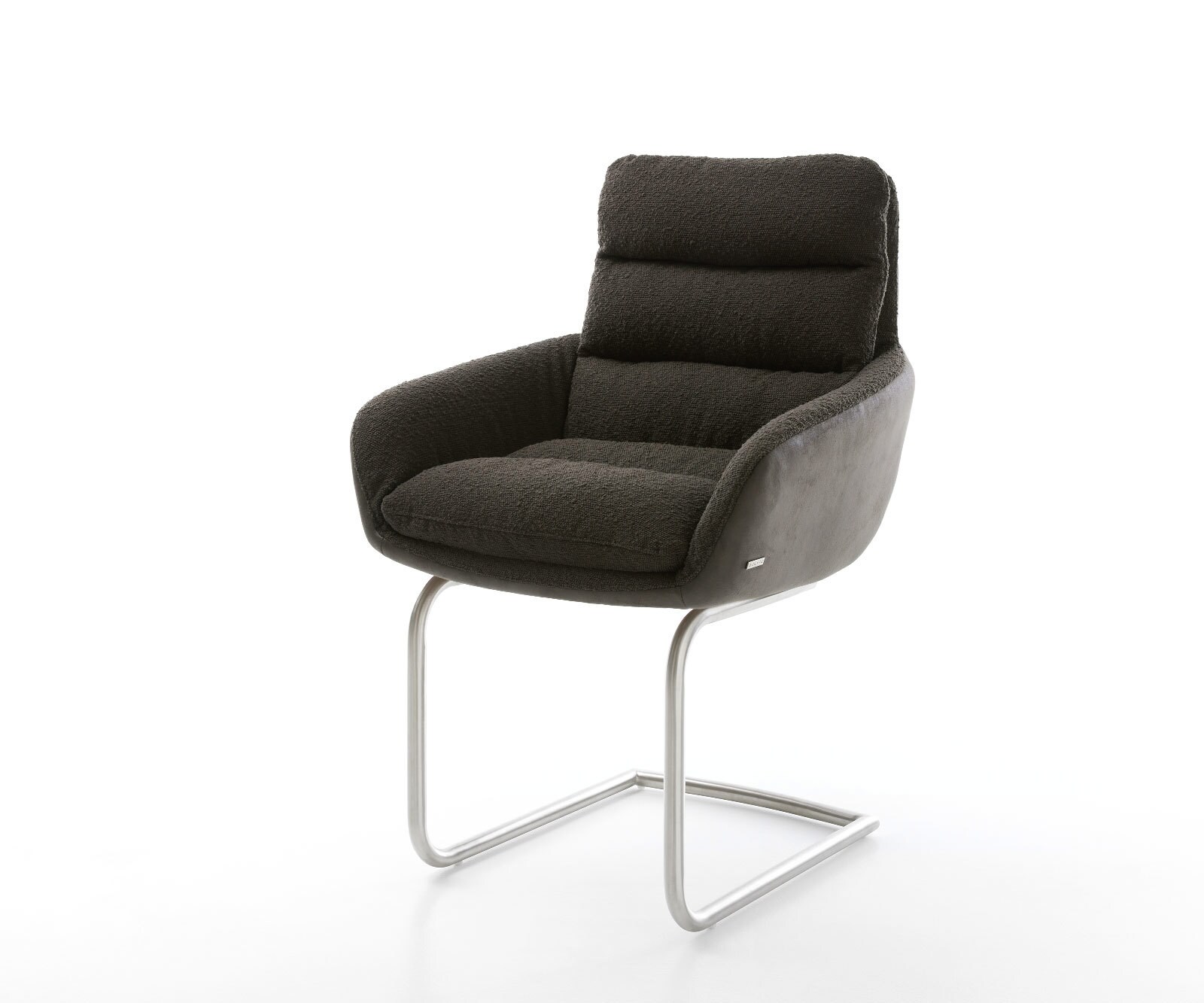 Летящ стол с подлакътници Микс от дамаски Черен Конзолен крак кръгъл Неръждаема стомана Abelia-Flex Летящ стол с подлакътници Микс от дамаски Черен Конзолен крак кръгъл Неръждаема стомана Abelia-Flex