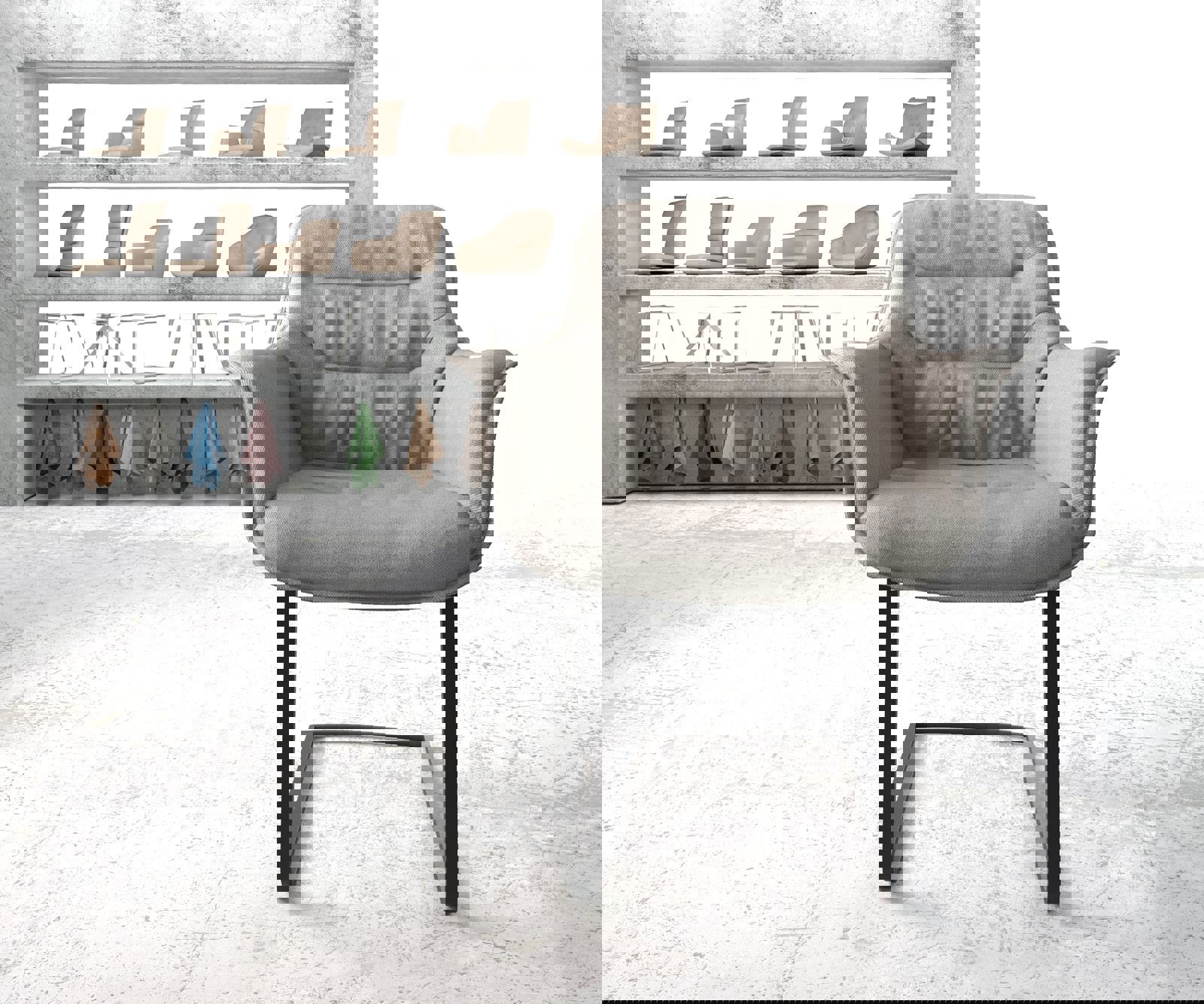 Люлеещ стол Ивици СветлоСив Конзолен крак плосък Черен Kaira-Flex 2