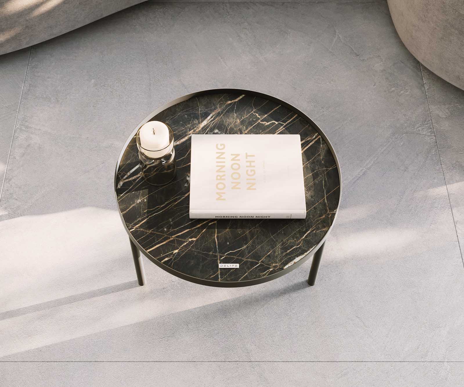 Холна маса 50x50 cm  Керамика Laminam®Noir Desir Кафяв Металрамка Ефектен финиш Titan Torell 6