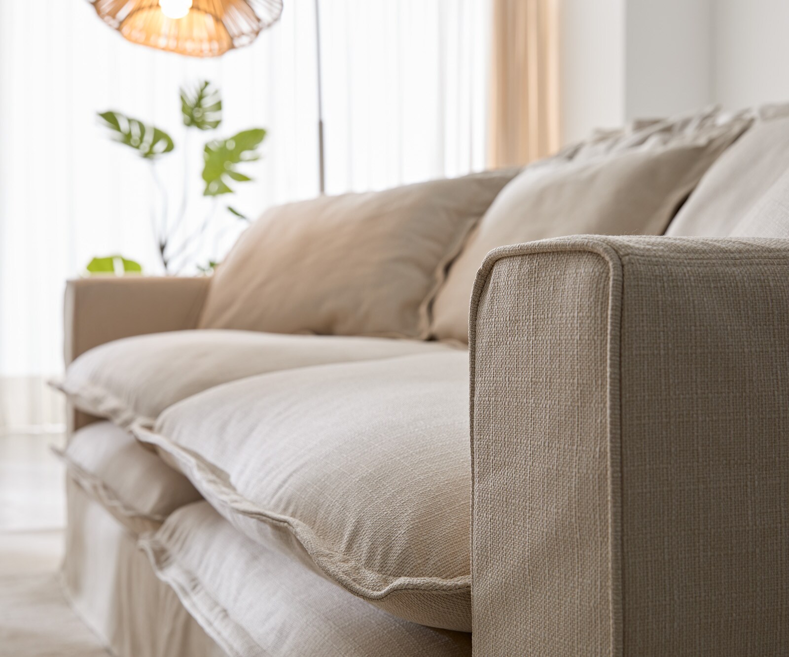 Диван Noelia 240x145 cm цвят слонова кост с възглавници 8