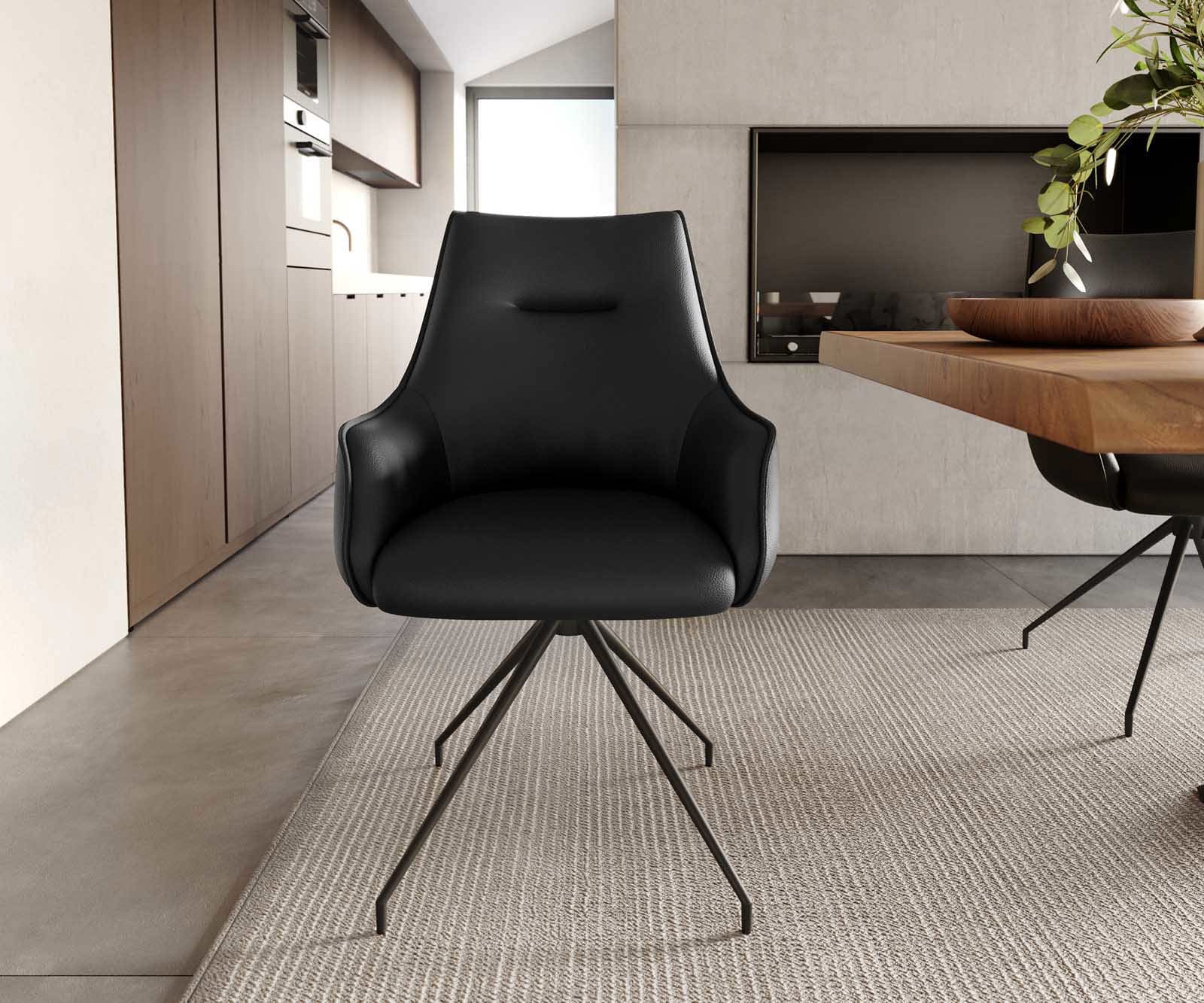 Врътящ се стол с подлакътници Естествена кожа Черен Конус крак кръгъл Черен 180° въртящ се Покет пружина Alja-Flex 1 Врътящ се стол с подлакътници Естествена кожа Черен Конус крак кръгъл Черен 180° въртящ се Покет пружина Alja-Flex 1
