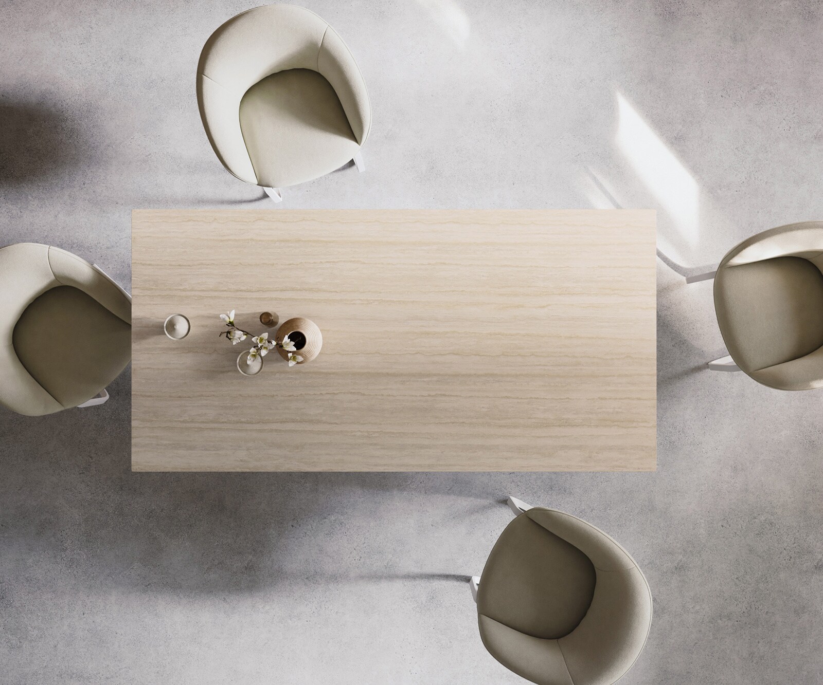 Трапезна маса Edge 200x100, керамика Laminam „®“, Travertino Bianco, кремаво-бяла, метал, наклонена, бяла 5